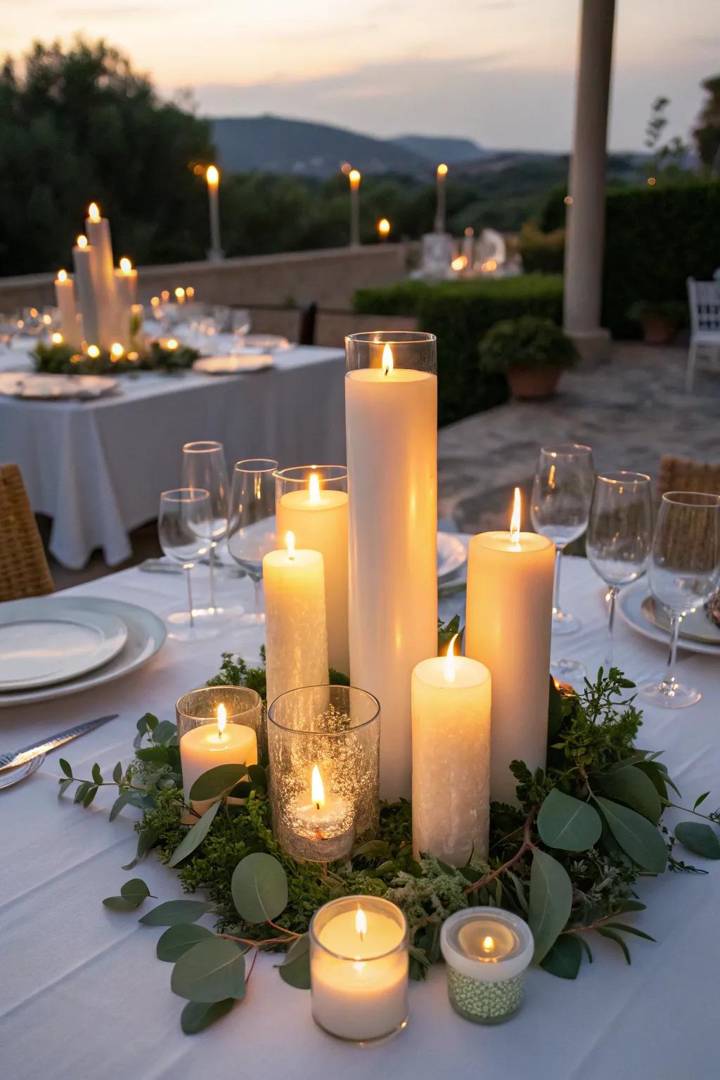 A candlelit centerpiece that radiates a warm, romantic glow.