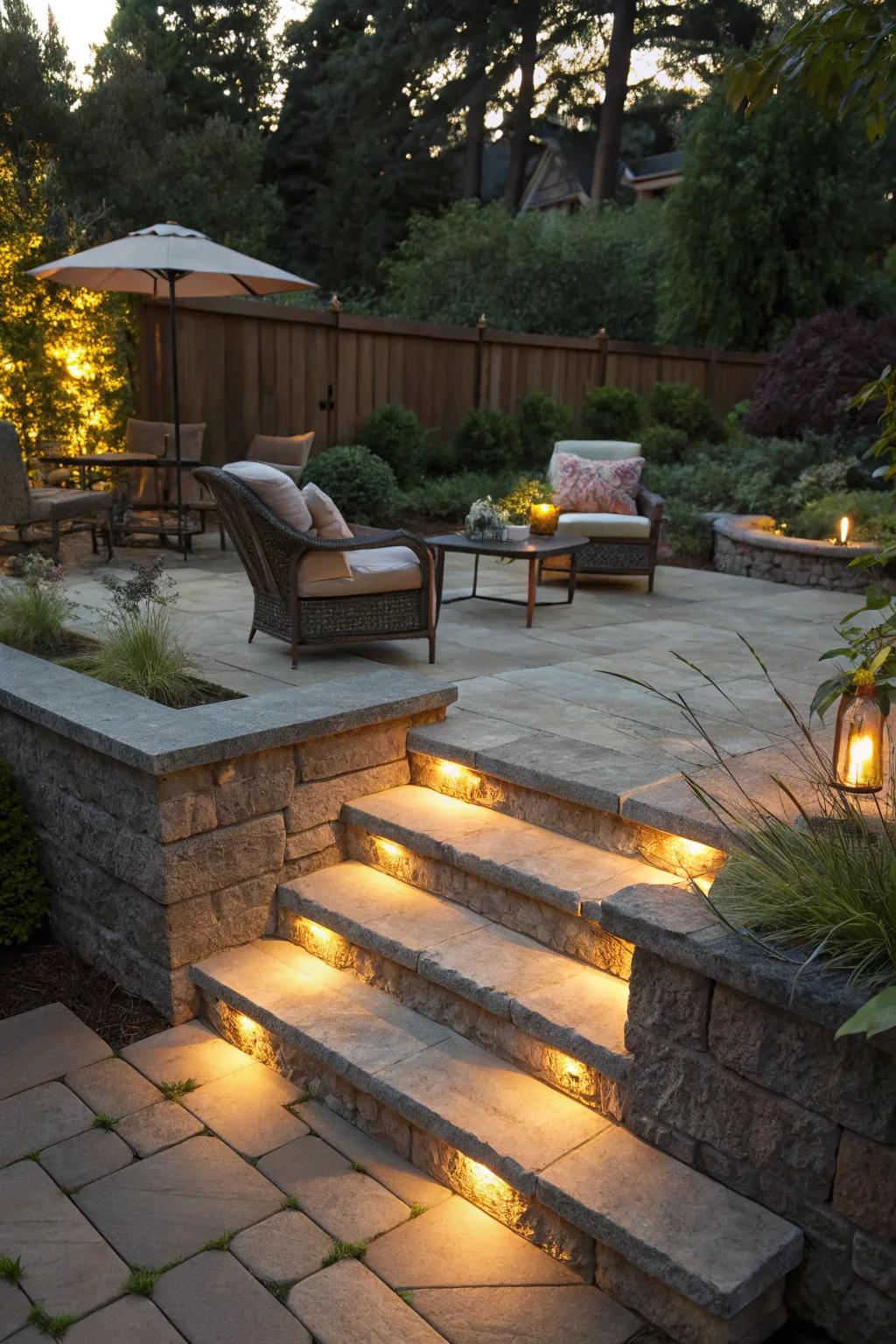 Integrated lighting offers an enchanting evening atmosphere.