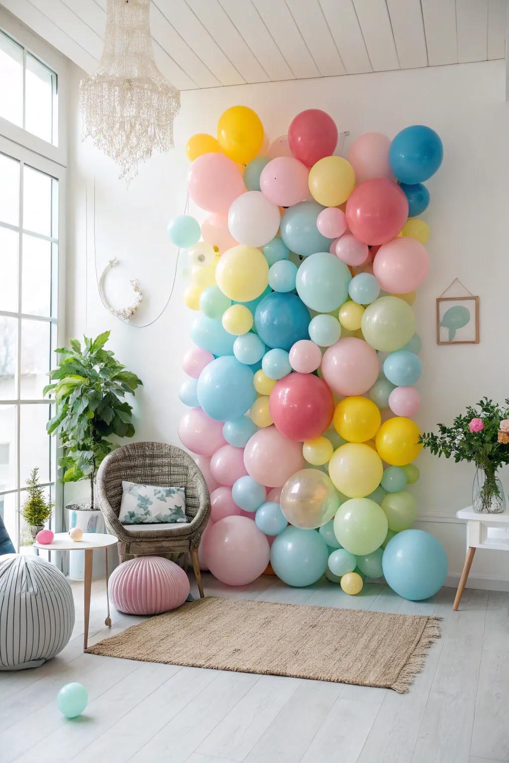 A lively array of balloons injects a splash of color into memorable photographs.