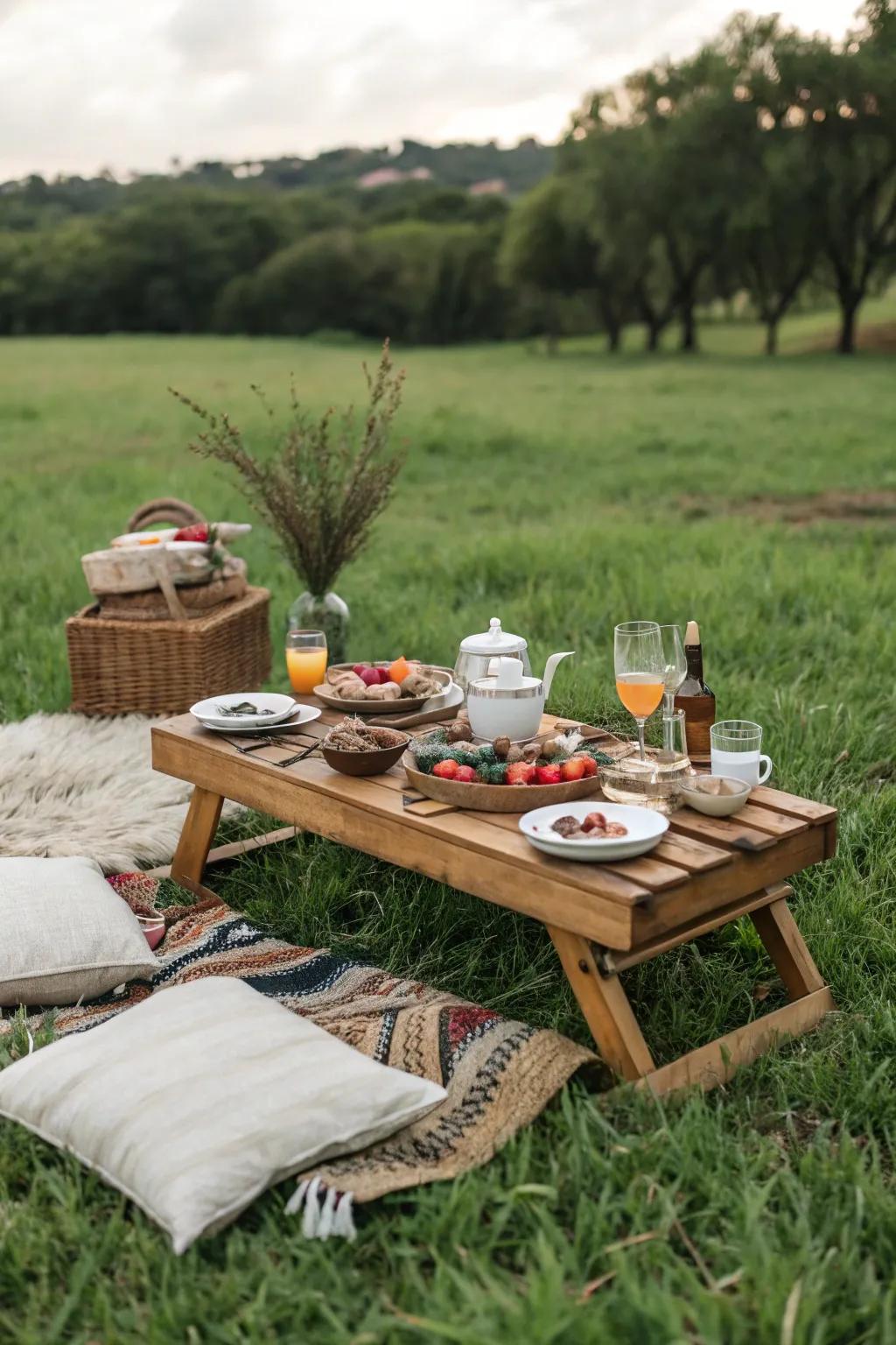 A petite timber table offers an impeccable stage for epicurean pleasures.