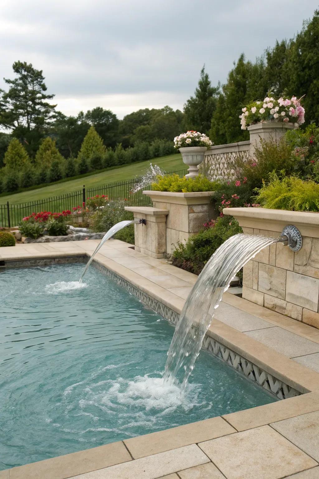 Spillover spouts add elegance and charm to your pool design.