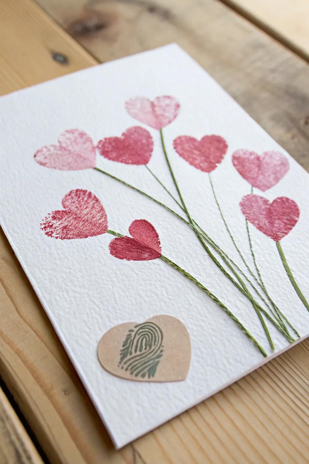 Honor Mother's Day through intricately handcrafted elegance – heart bloom fingerprint art that flourishes with affection.
