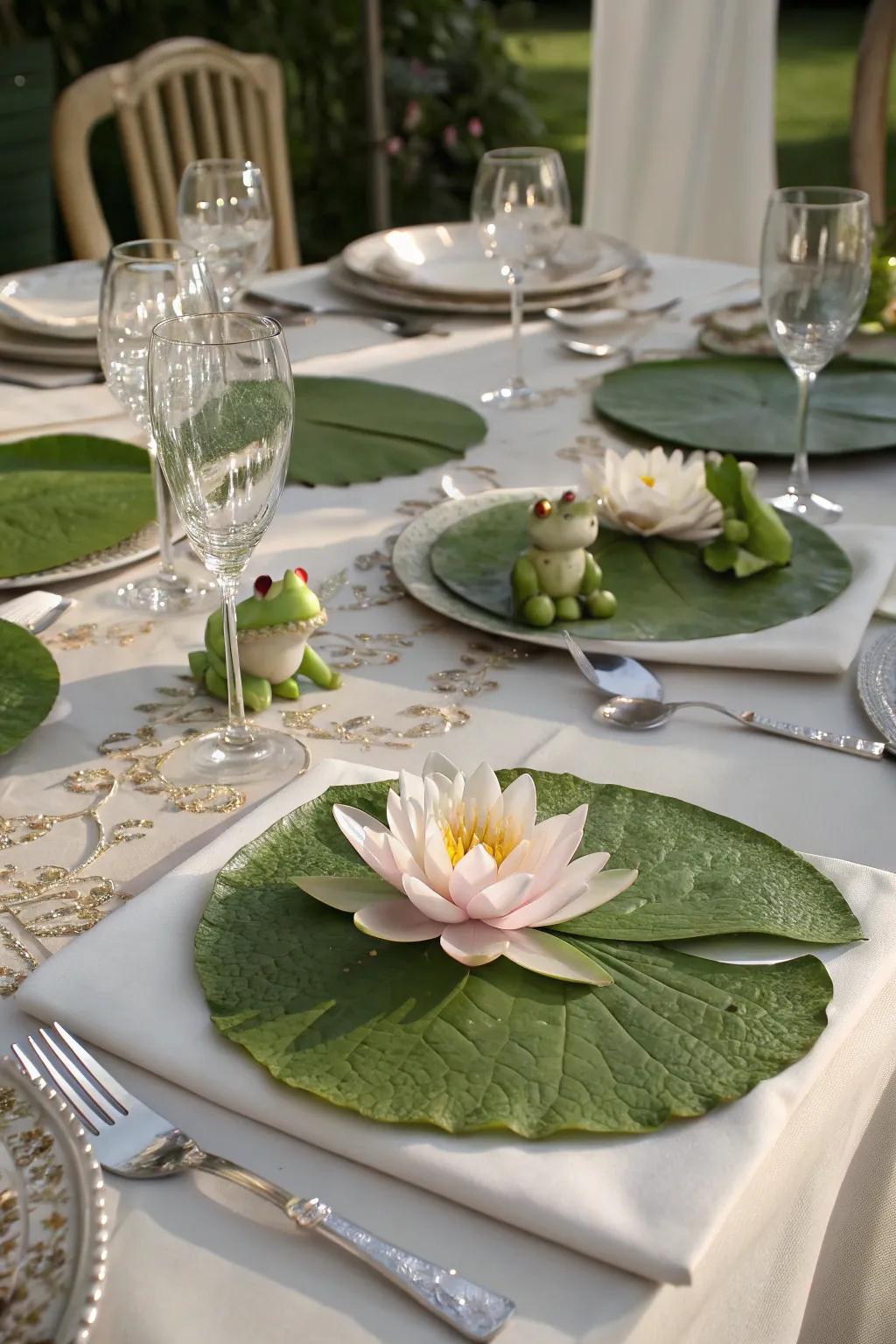 Inventive water plant centerpieces transport the essence of the bayou directly to your table.