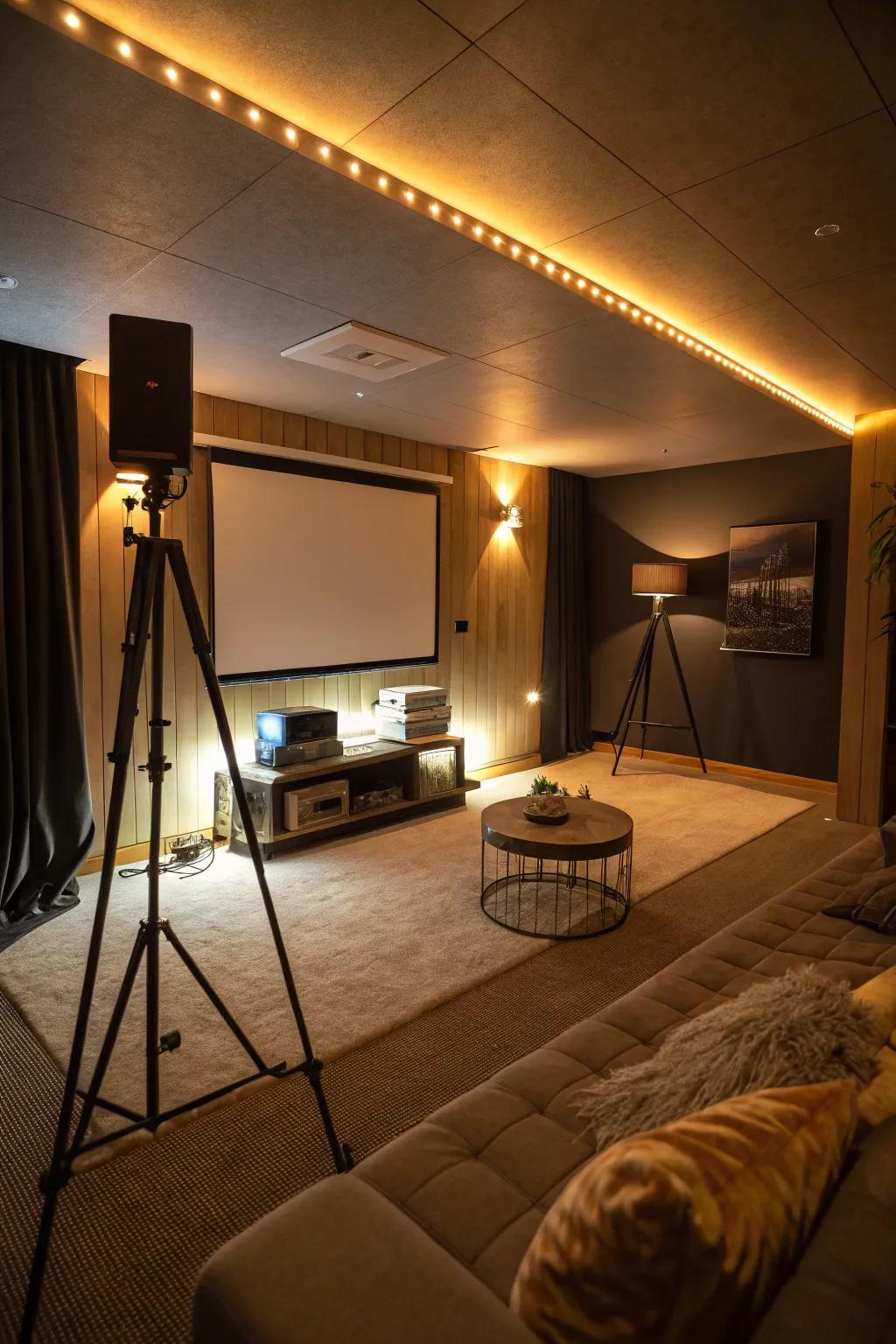 Subtle illumination contributes to both the mood and comfort of your projector room.
