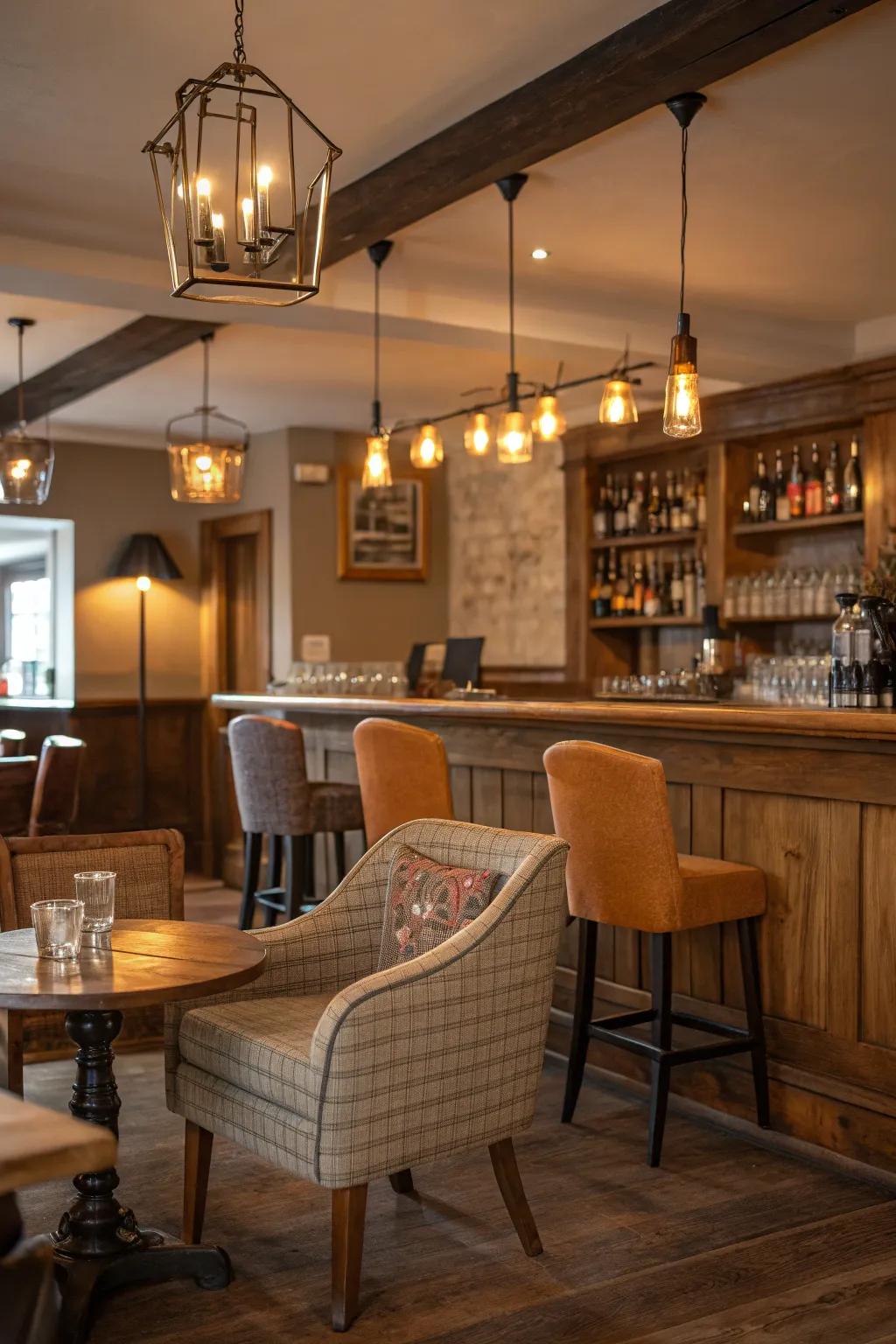 Cozy, enveloping lighting establishes the ambiance for unwinding and enjoyment.