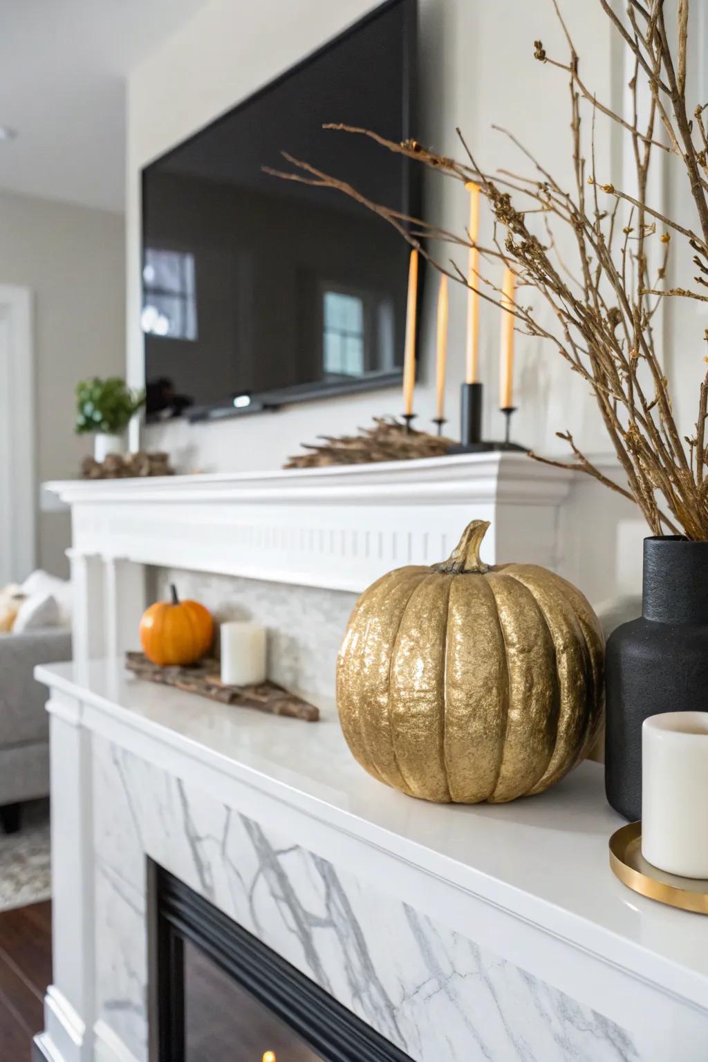 Iridescent coatings impart an element of opulence to any pumpkin presentation.