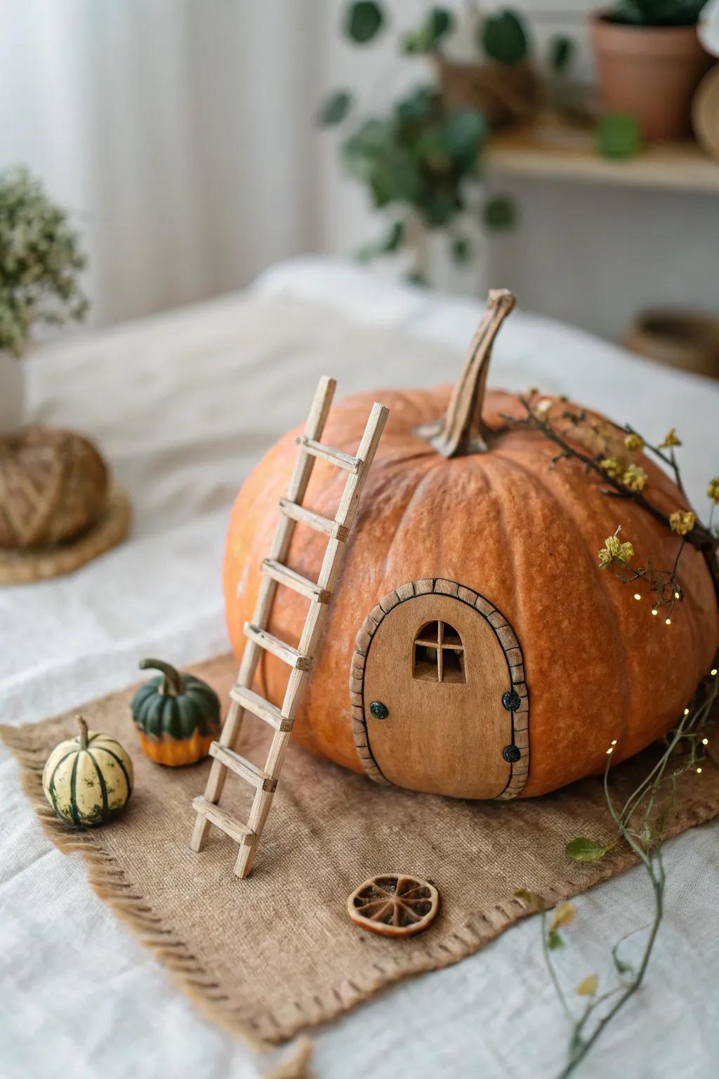 Clamber towards enchantment utilizing this sprig ladder leading to your gourd pixie residence.