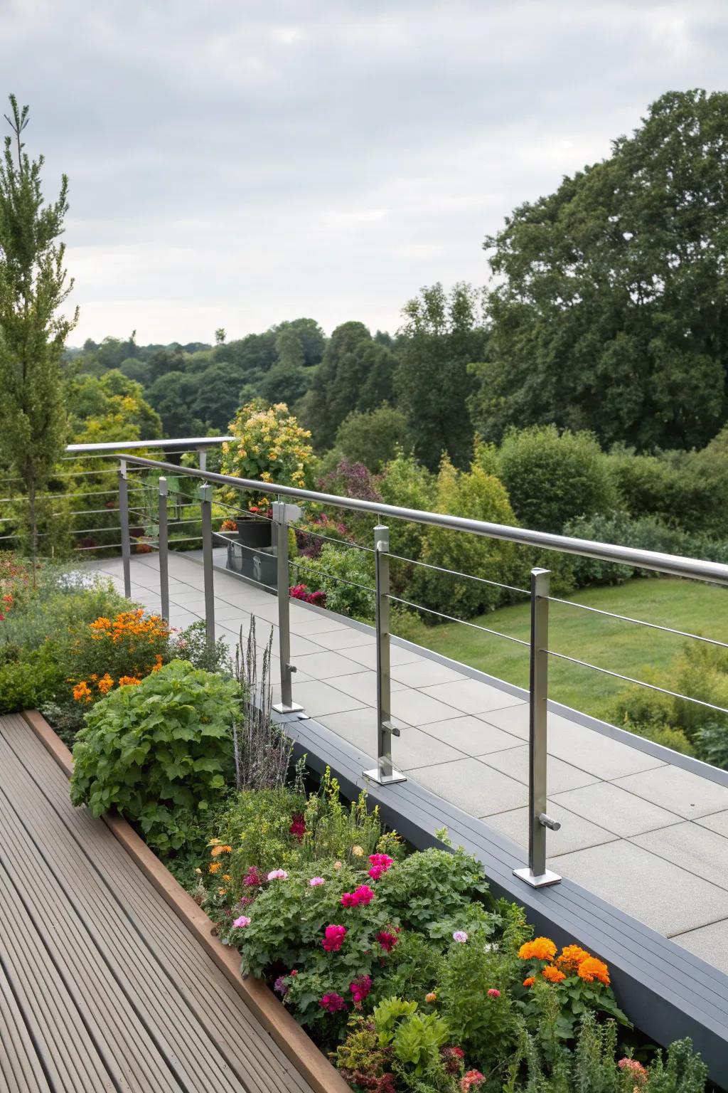 Safety is beautifully intertwined with style through these modern deck railings.