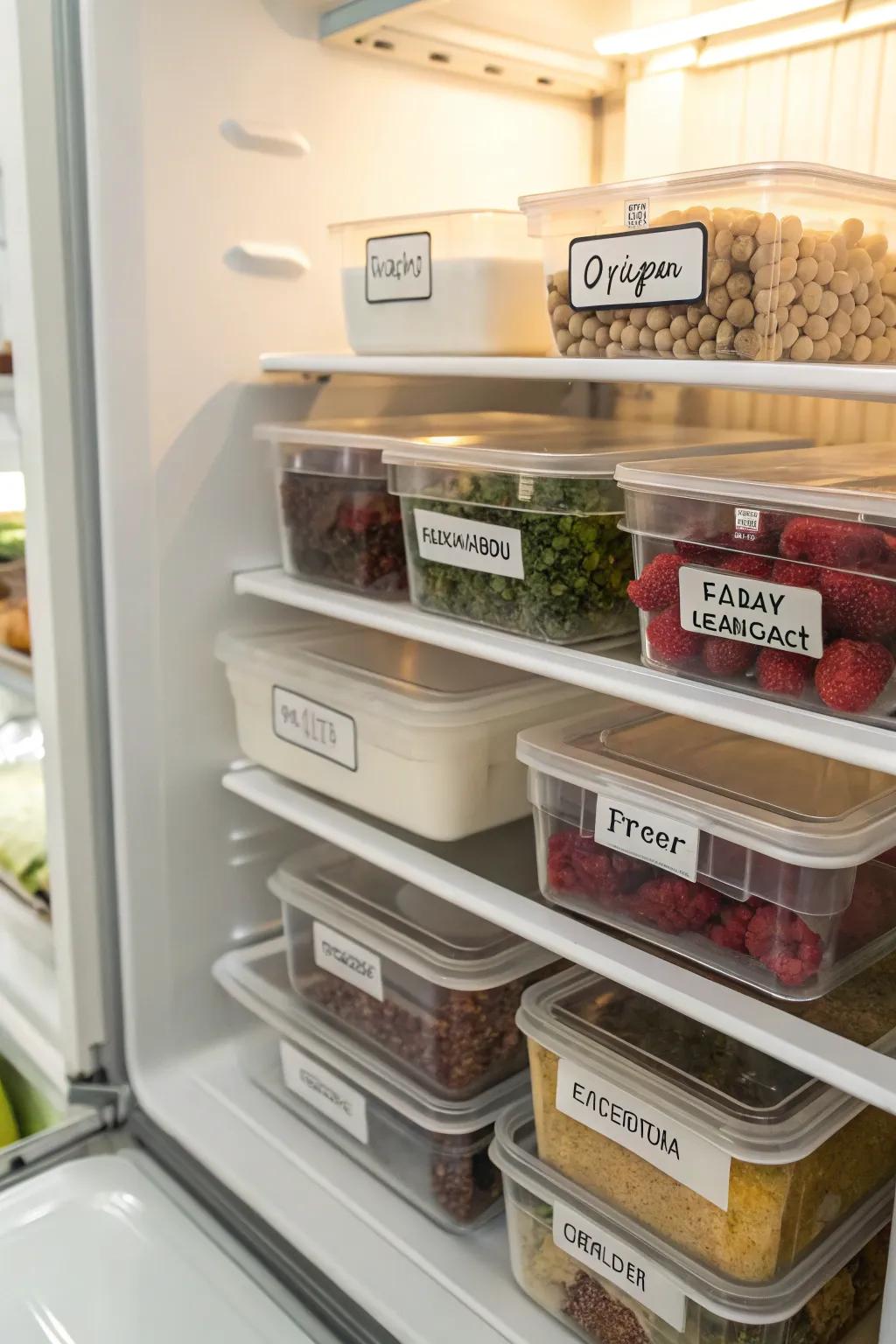 Labeling your containers assures an organized and useful refrigerator.