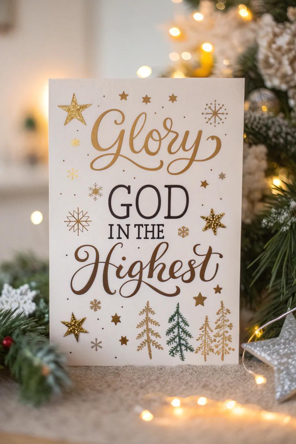 A card celebrating divine glory.