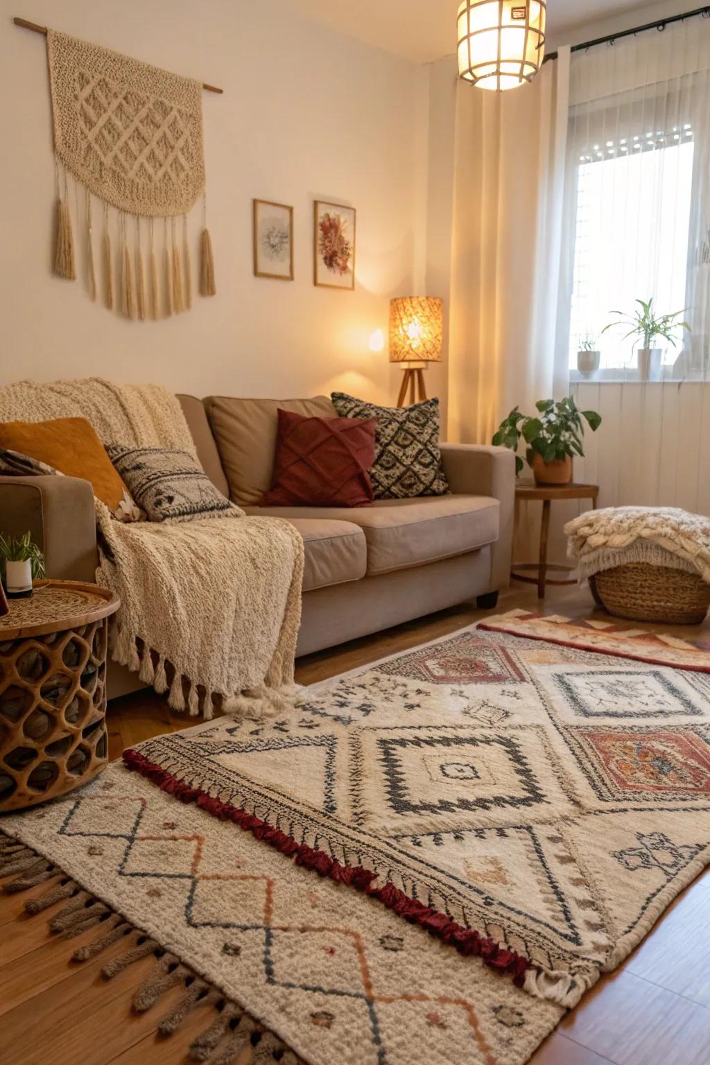 Layered rugs bring style and comfort to any space.