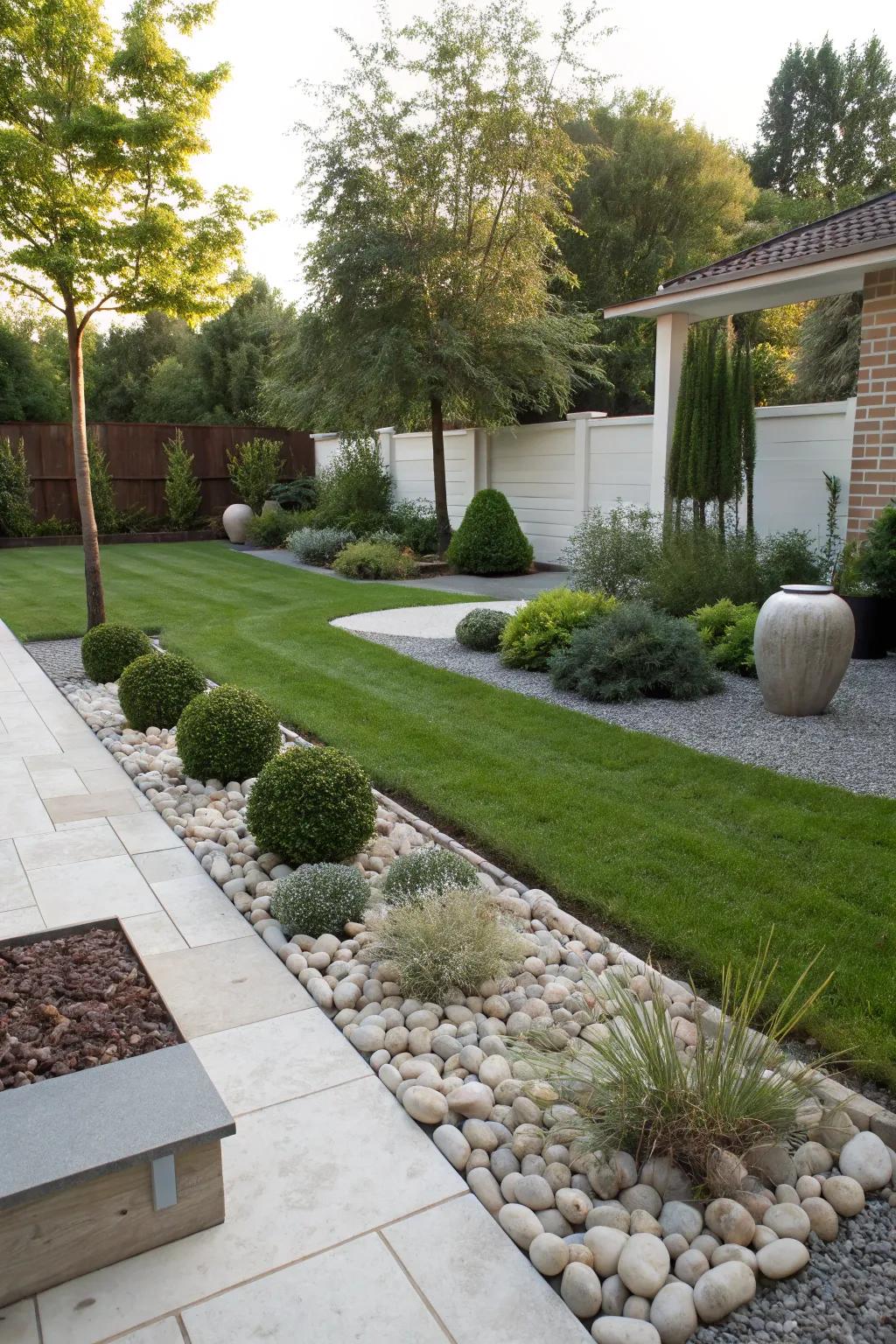 Ornamental granules and crushed stone contribute a sleek element to your garden.