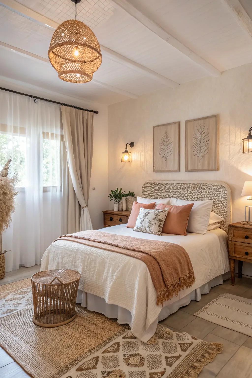 Warm colors envelop the space with serenity and ease.