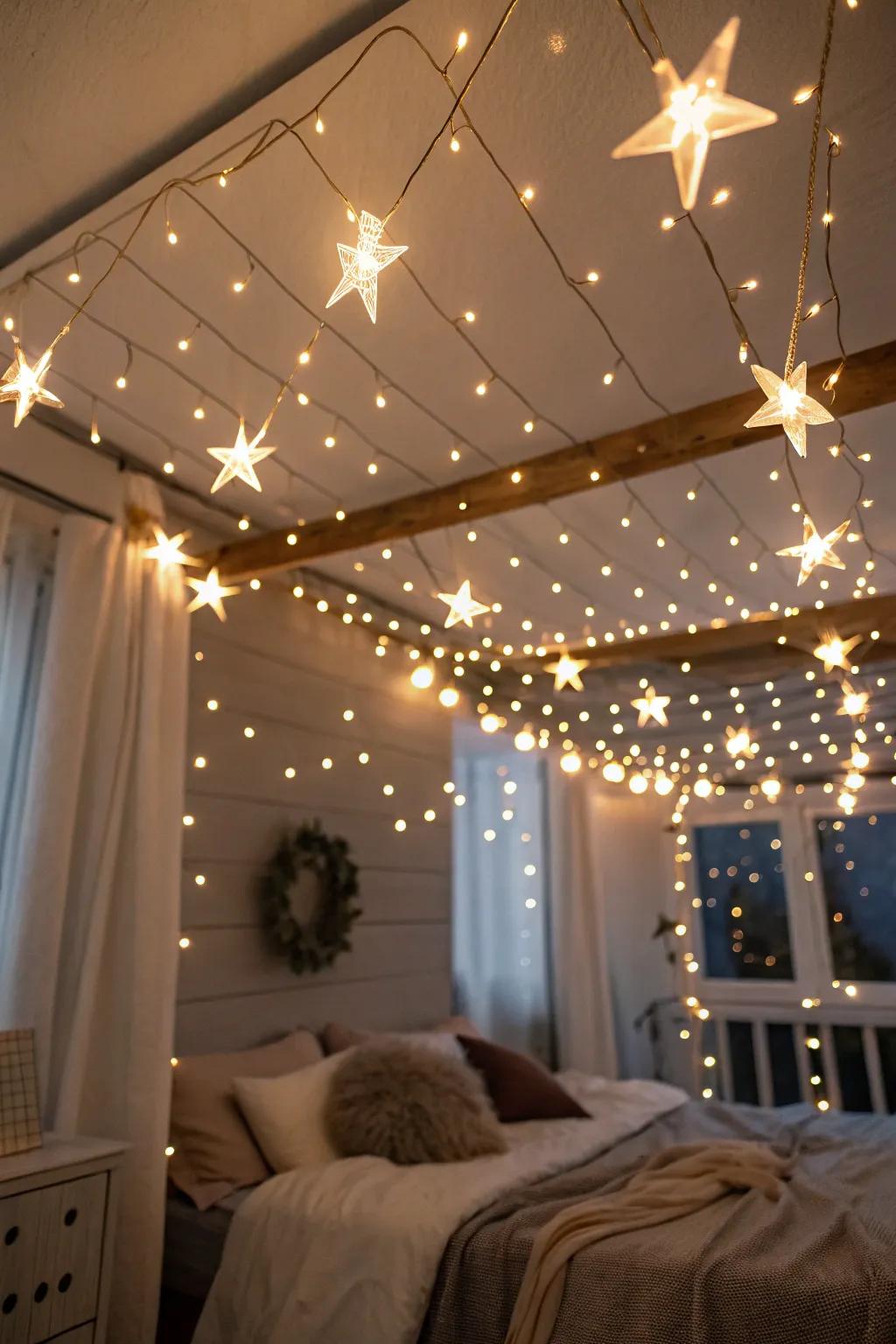 Doze off under a canopy of stars with LED string lights, a timeless tribute to the beauty of the night sky.