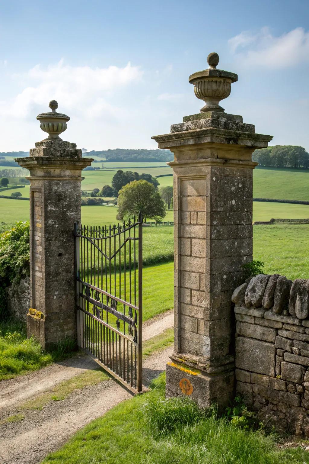 A countryside portal bounded by steadfast stone pillars.