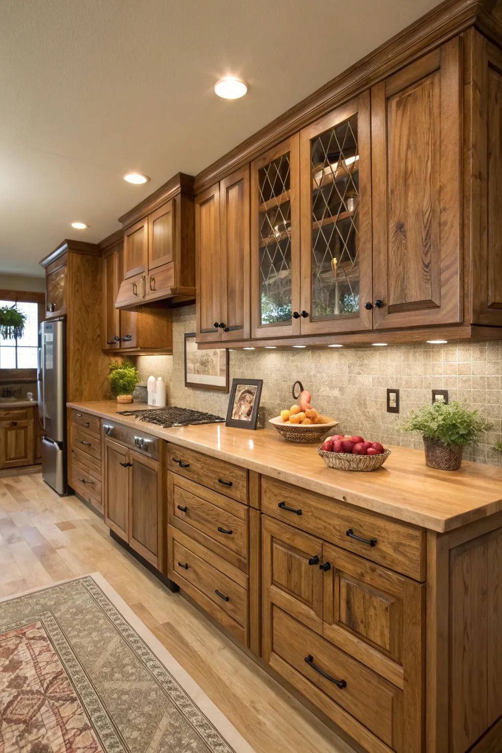 Natural timber elements evoke an inviting and organic ambiance in the kitchen.