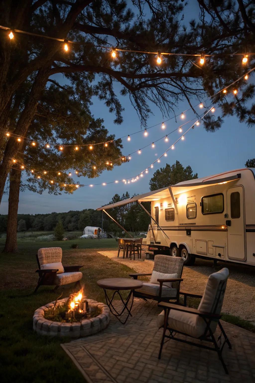 String lights cast an enchanting glow over your outdoor evenings.