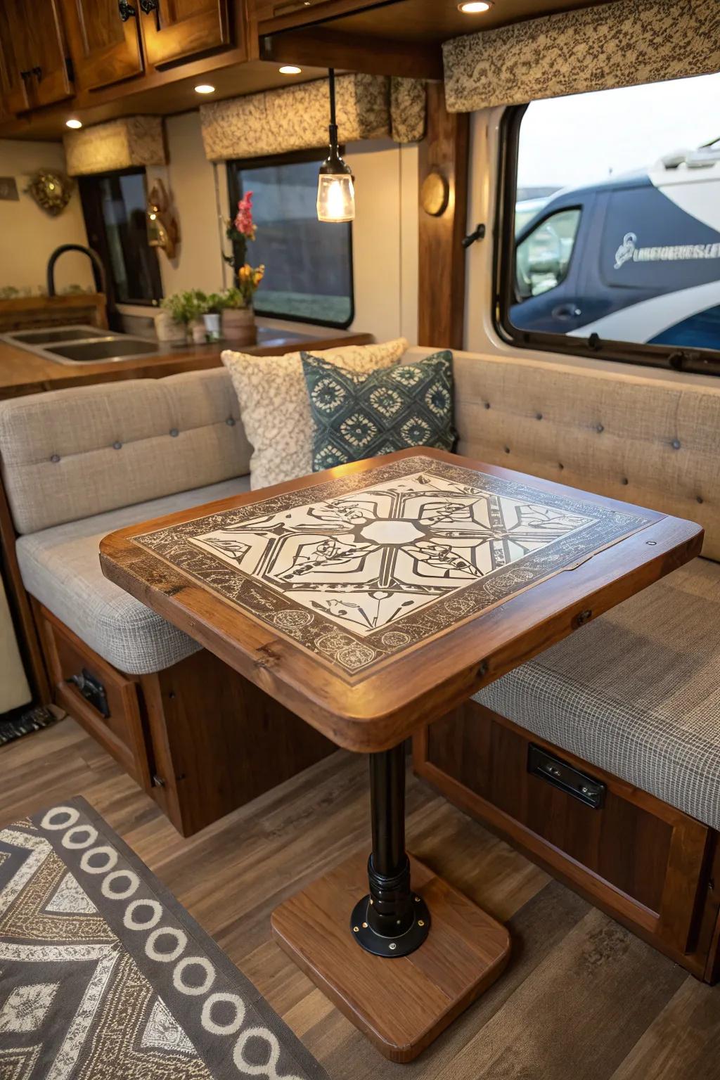Design a bespoke DIY table to uniquely personalize your RV.