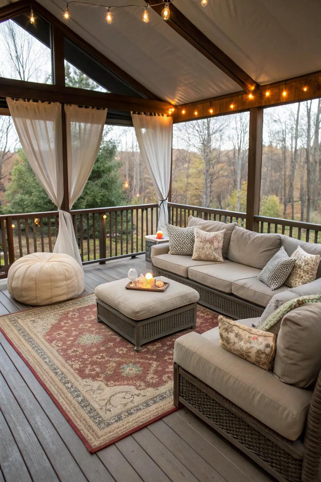 Establish a snug interior-inspired outdoor lounge on your veranda.