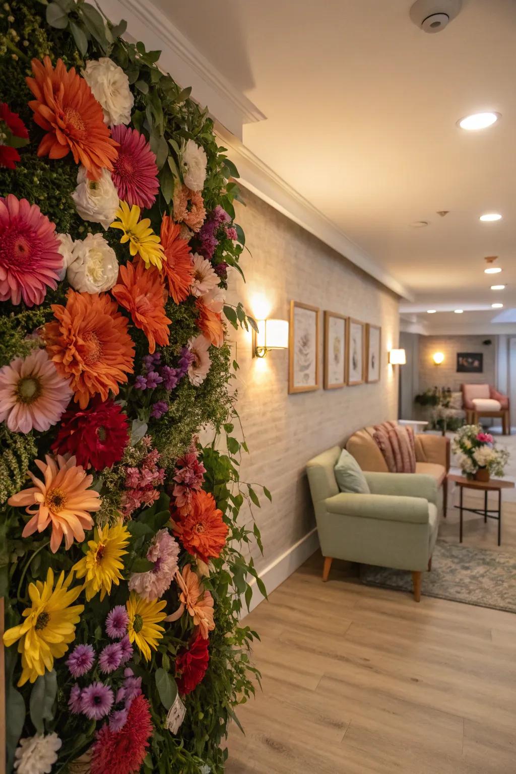 Convert your wall into a botanical paradise for unforgettable selfies.