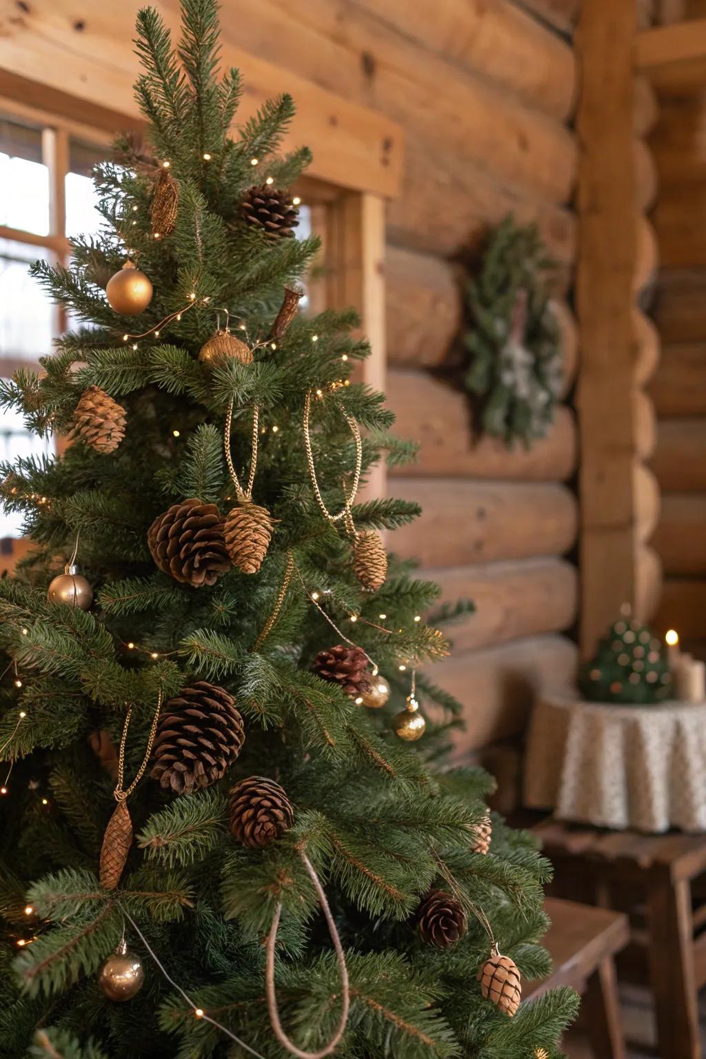 Wilderness charm: cones from pines contribute rustic allure.