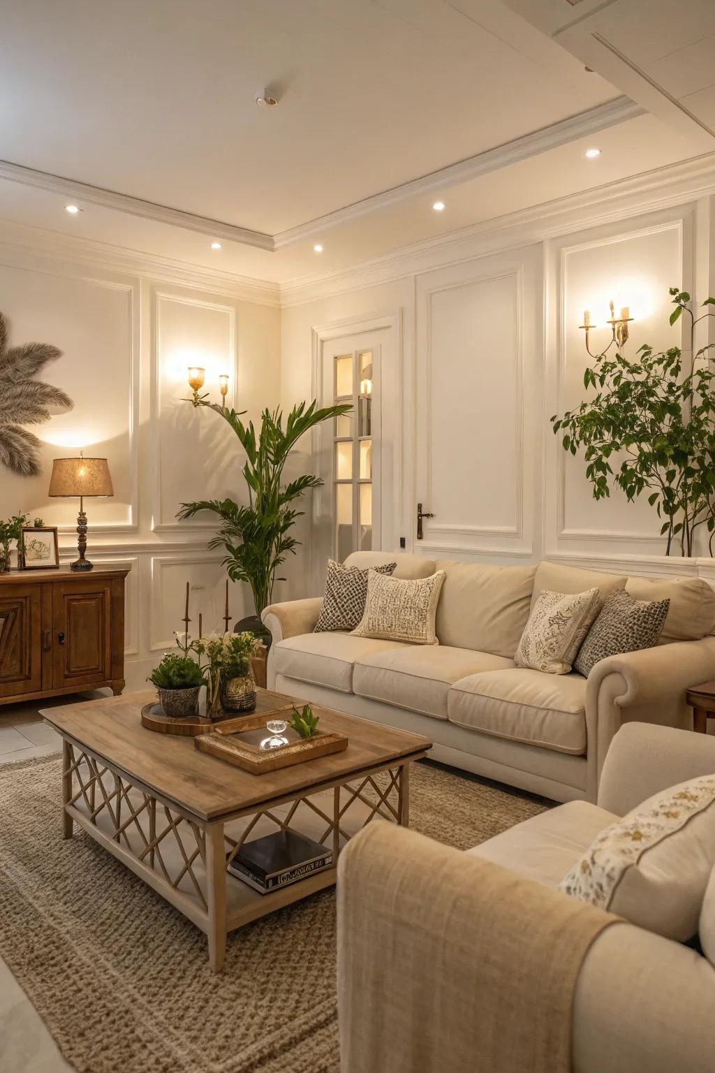 Neutral tones fashion a serene and adaptable environment.
