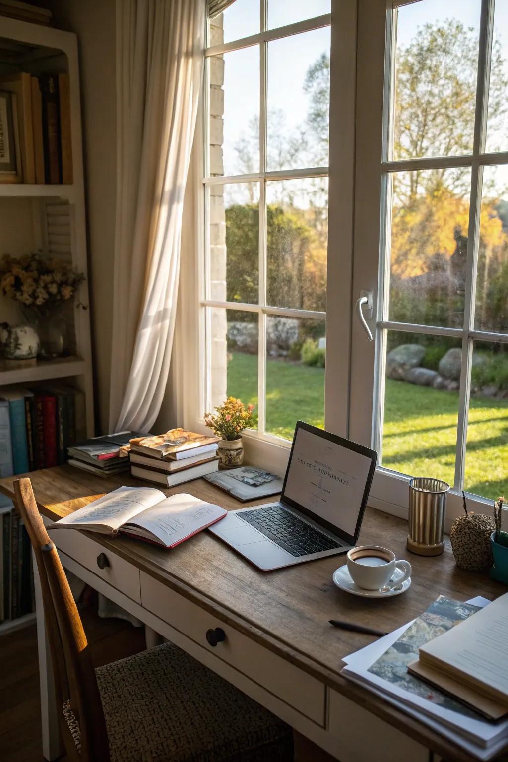 Abundant light enhances both mood and productivity in your workspace.