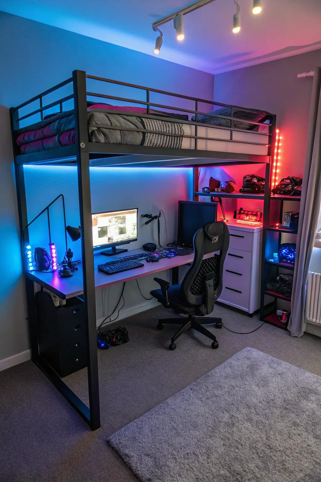 Utilize vertical space through raised beds to establish a practical gaming layout.