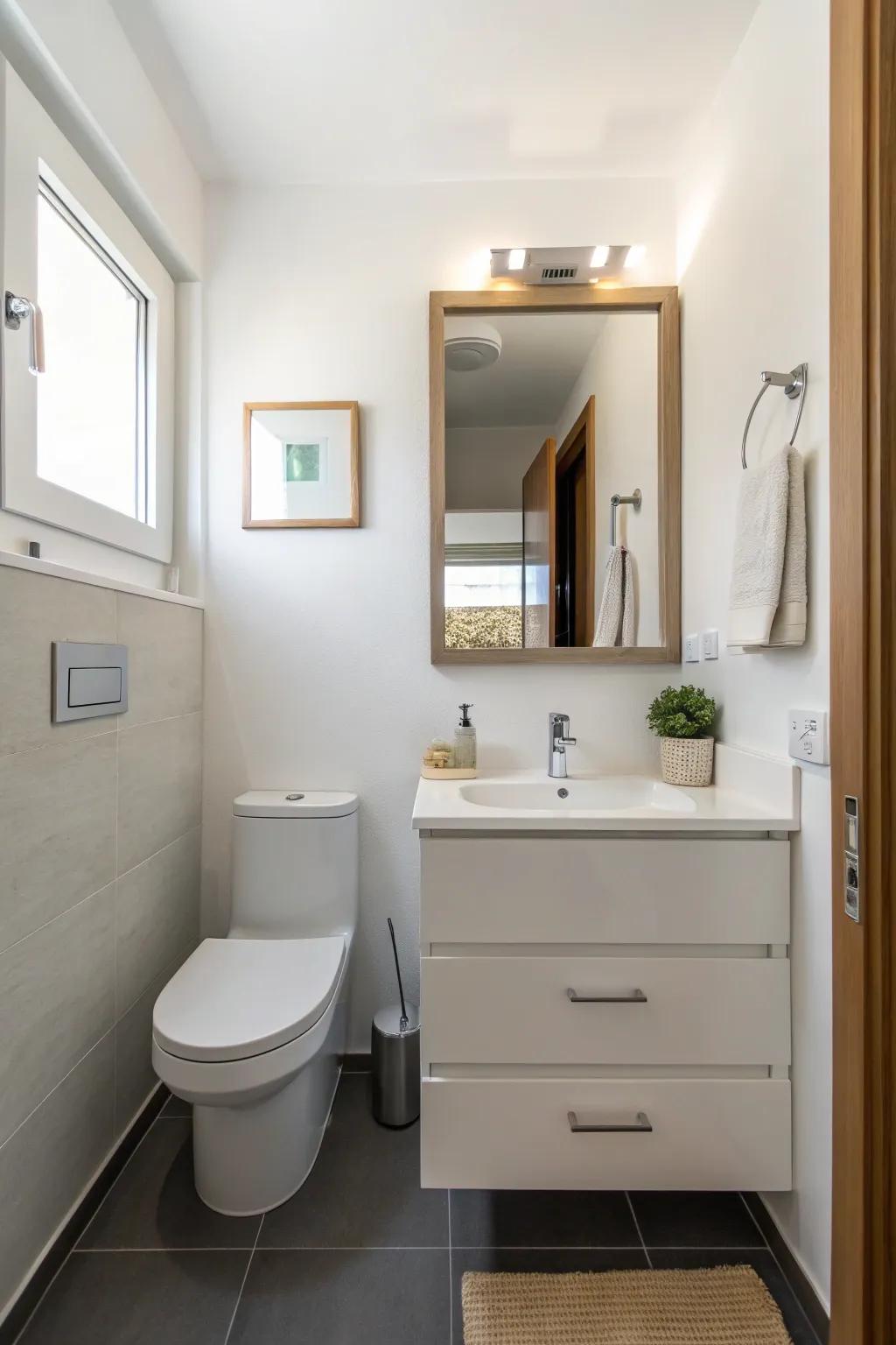 Wall-mounted elements create more space and a modern aesthetic.