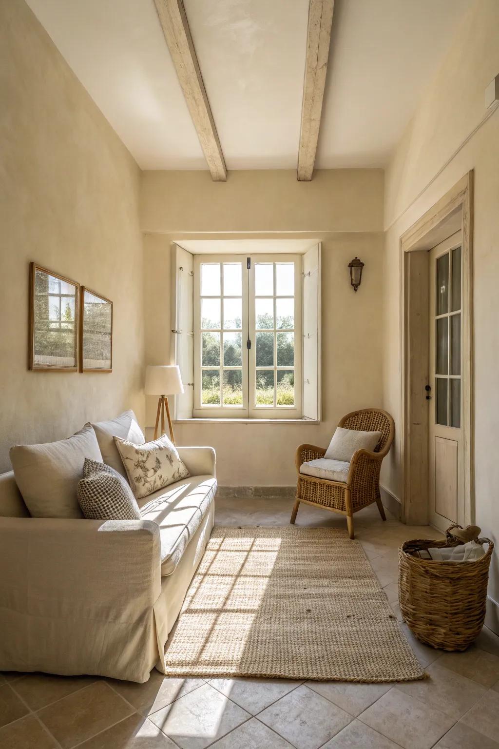 Light hues that visually expand small environments.