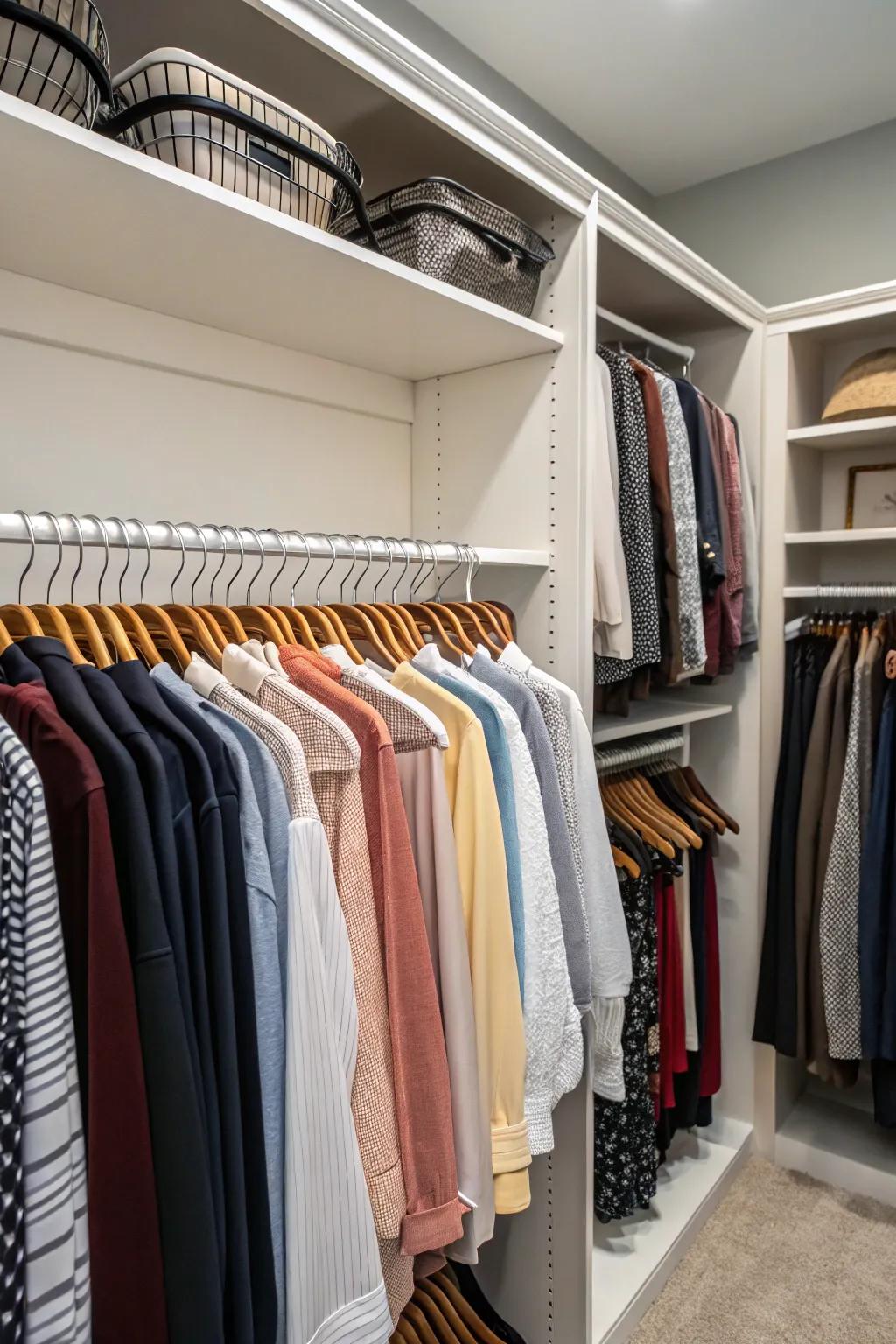 Streamlined hangers establish a polished appearance and liberate area, averting garment wrinkles.