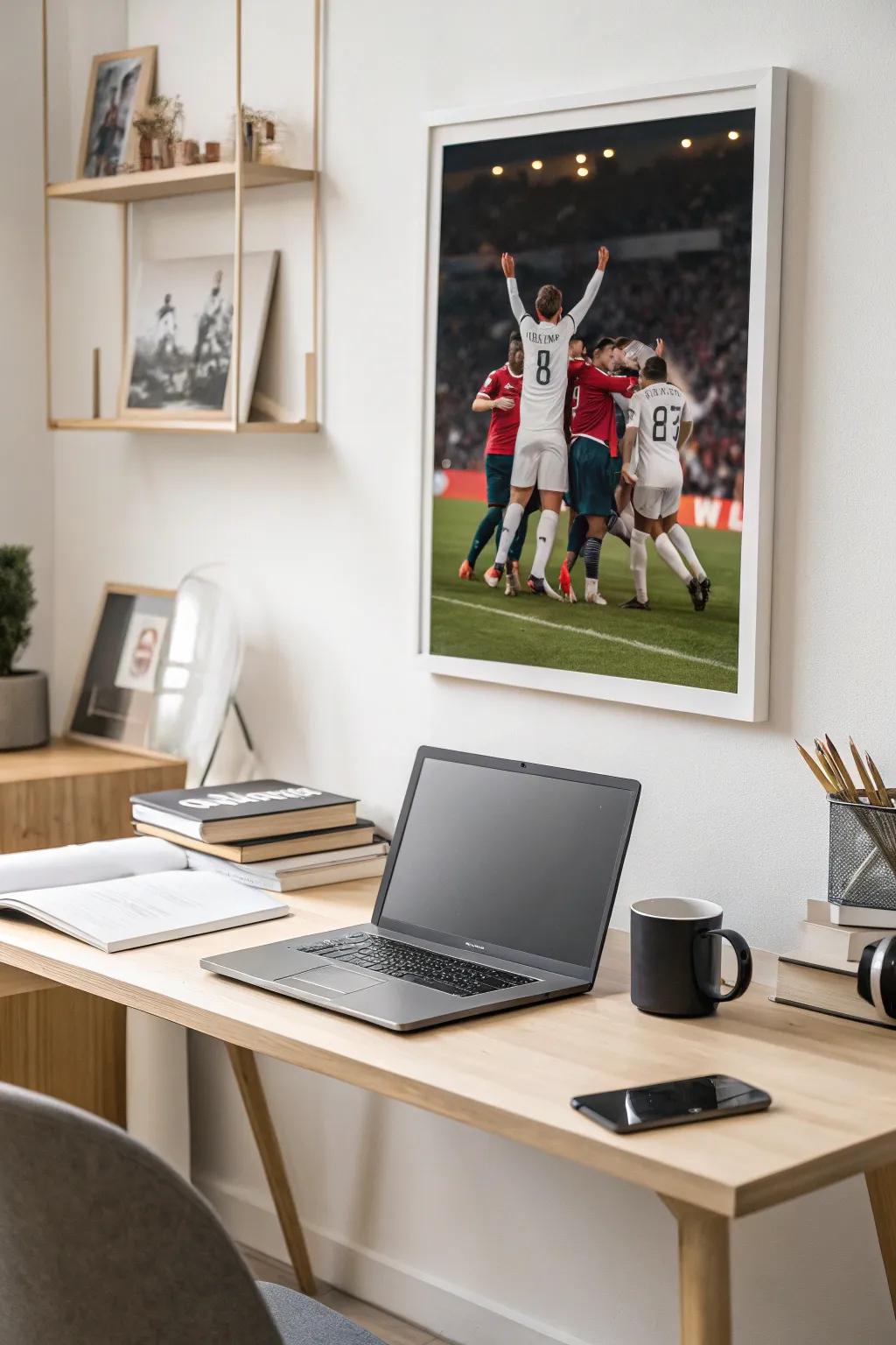 Honor teamwork through posters that underscore celebrated victories.