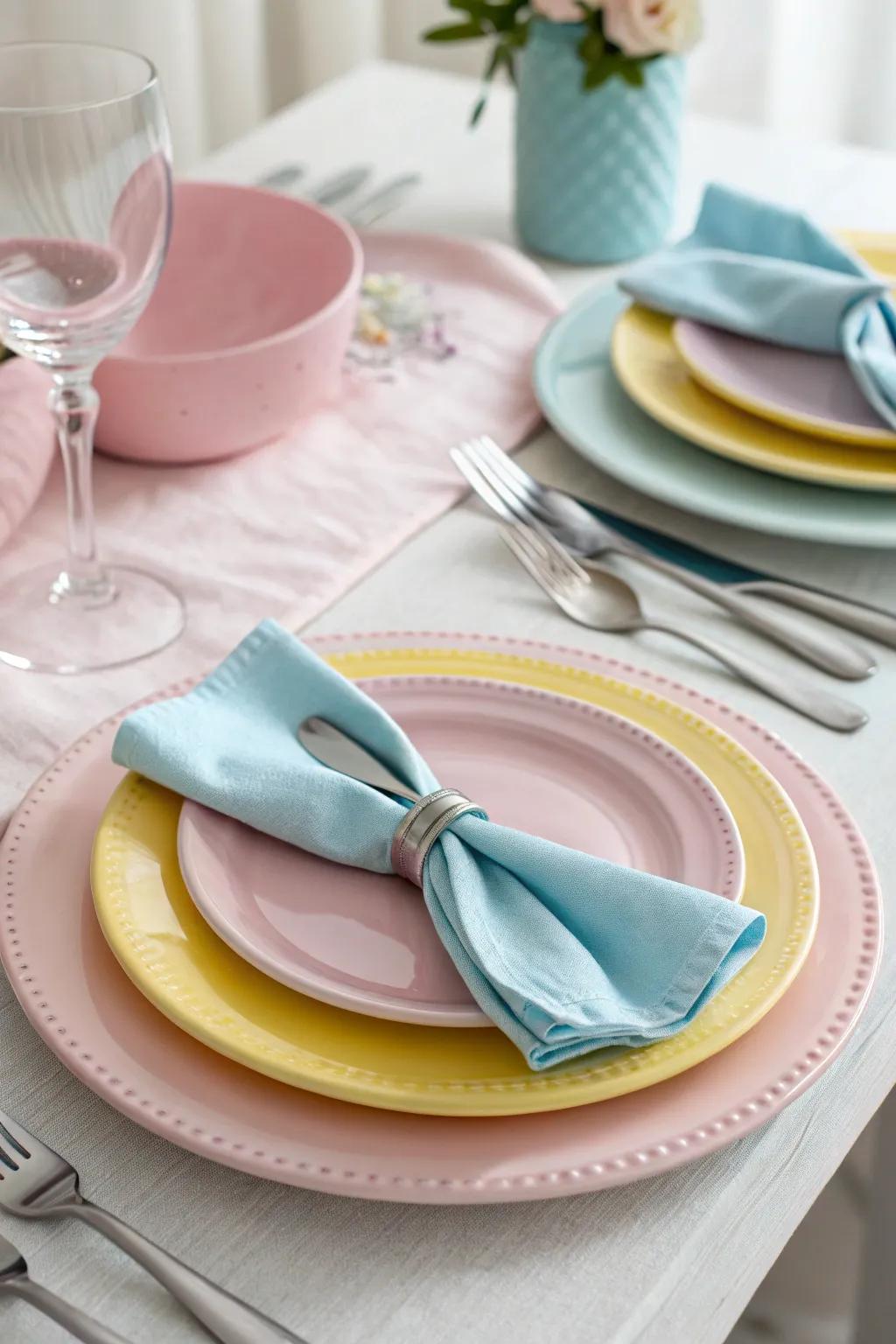 Delicate-toned table settings fashion a tranquil and alluring setting.