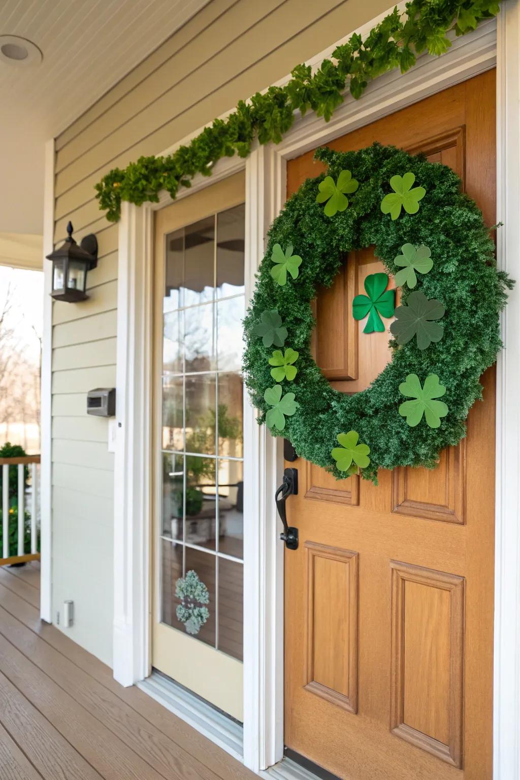 Receive your guests with a captivating shamrock wreath.