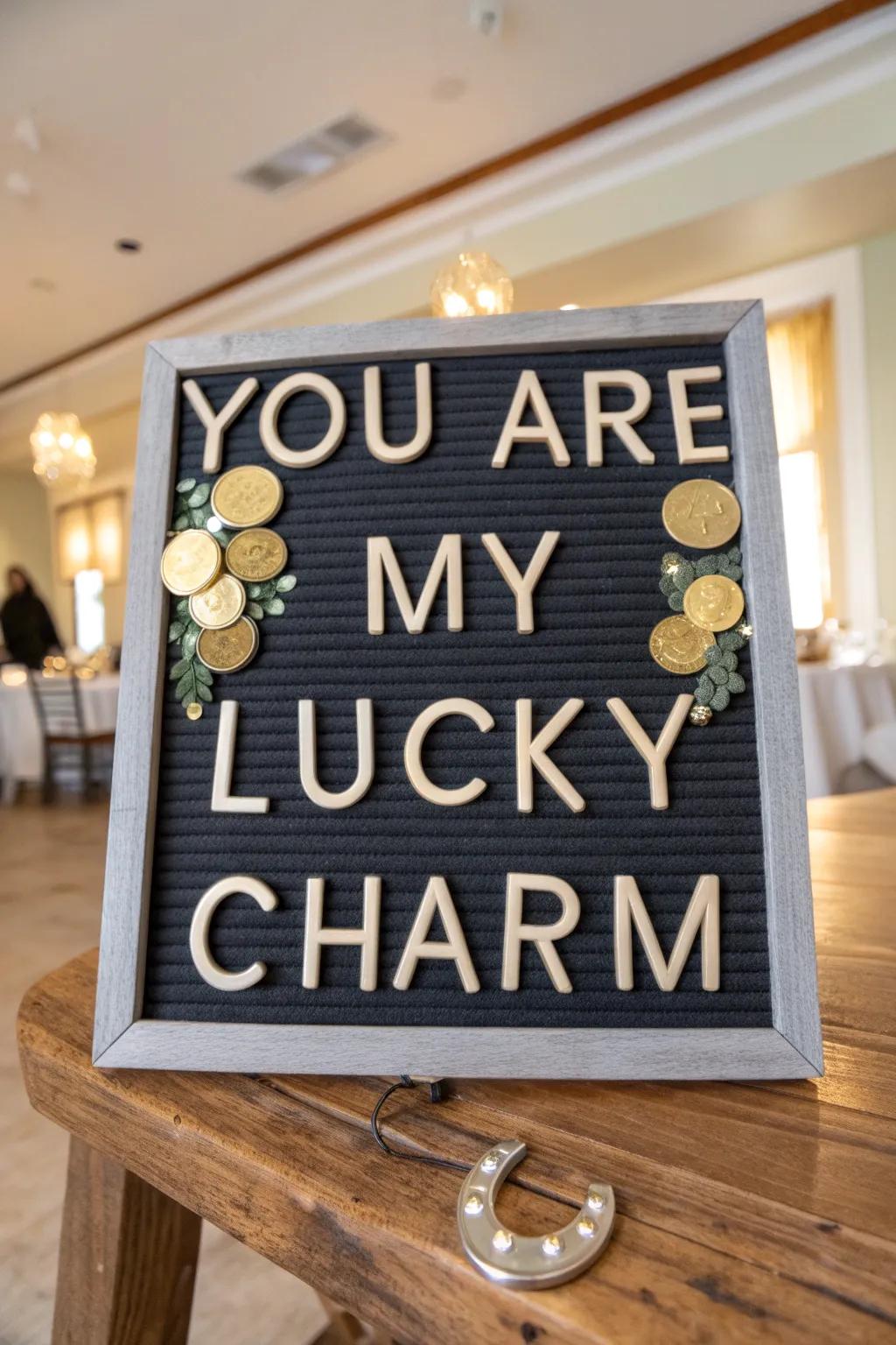 A delightful letter board that radiates affection and luck this St. Patrick's Day.