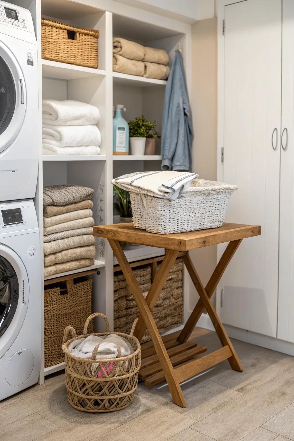 A dedicated folding zone brings practicality to your laundry space.