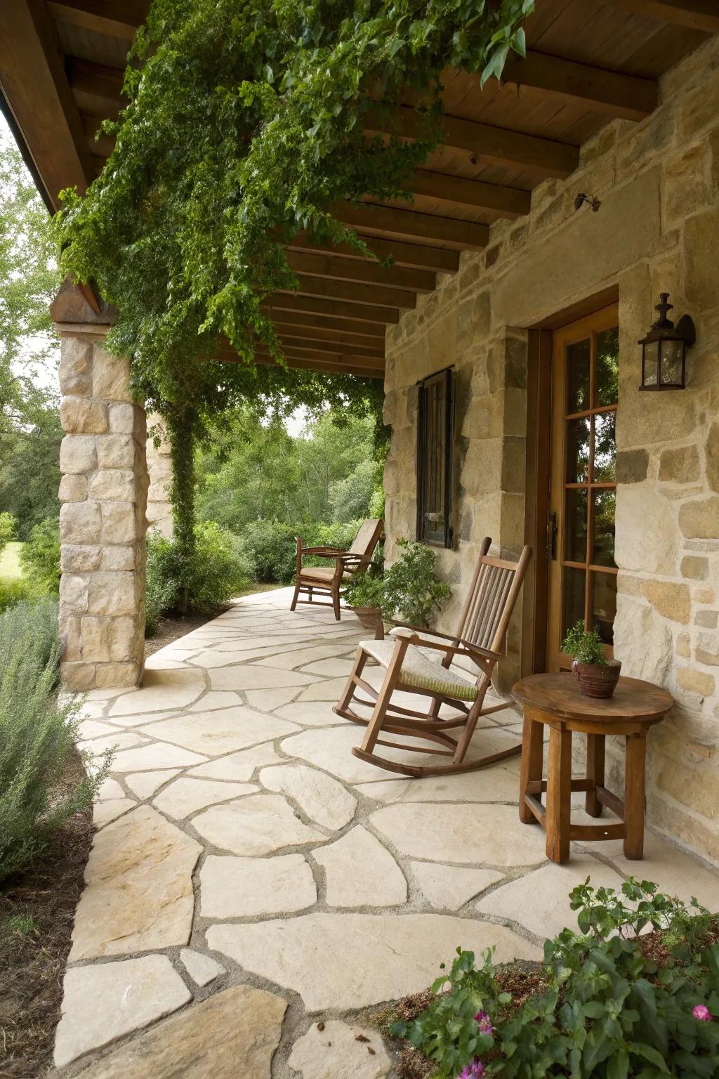 Cholla beige flagstone embodies earthy allure and climatic strength.
