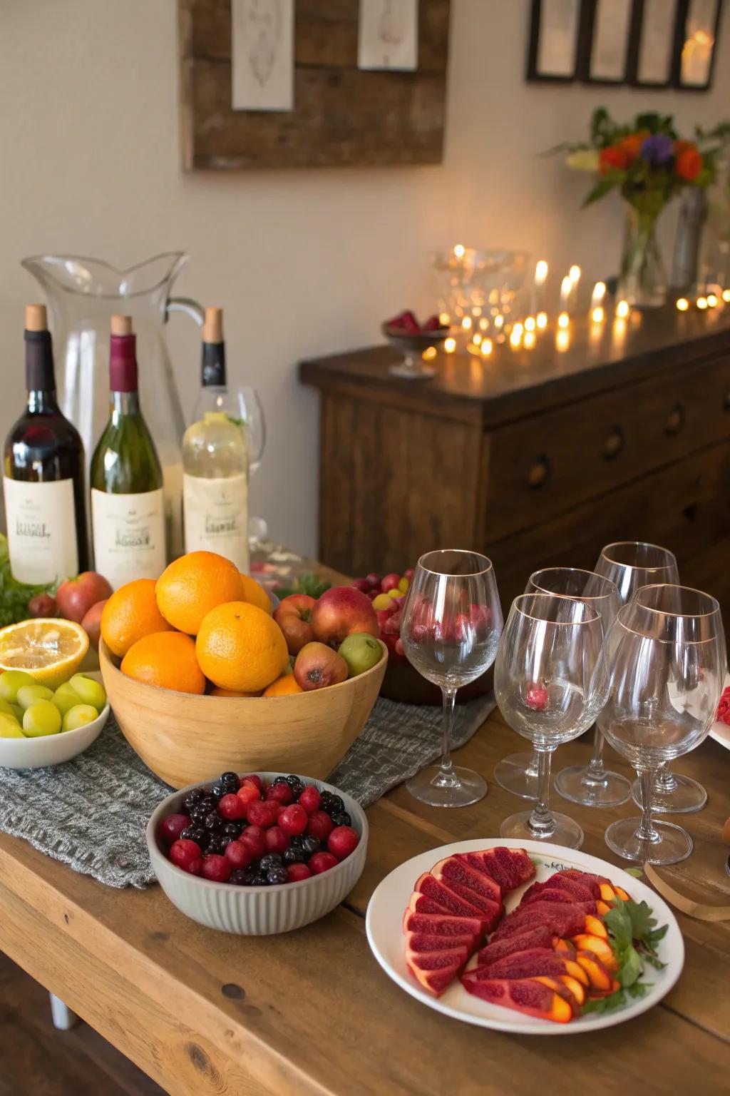 A lively, self-serve sangria station prepared to enchant guests.