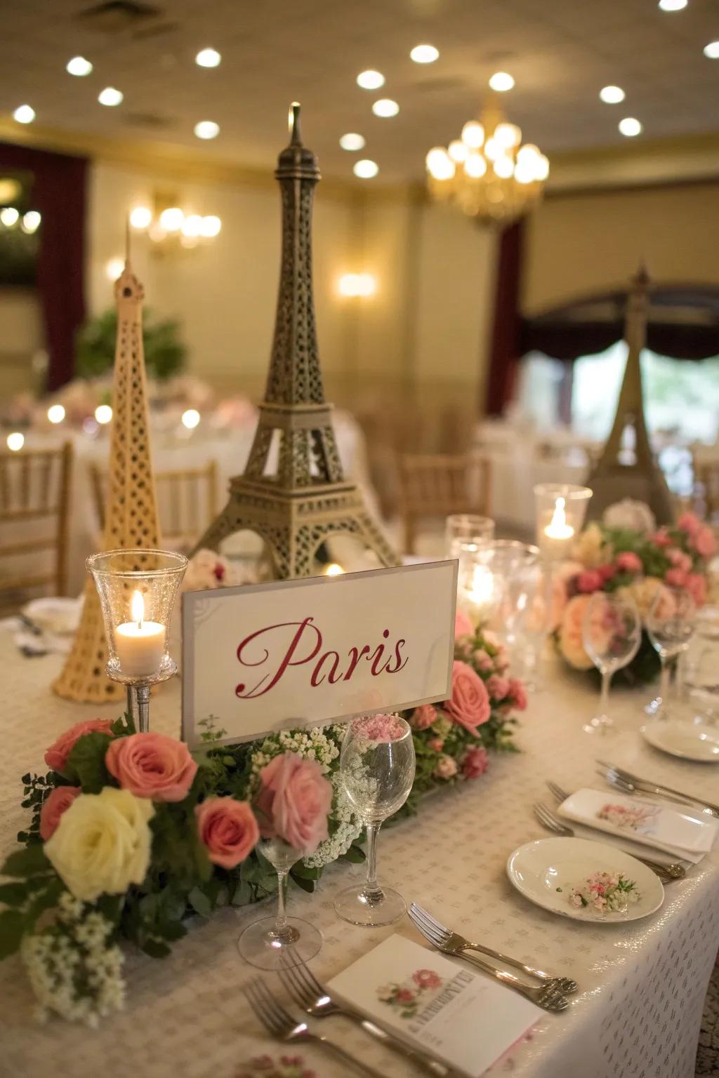 Travel-inspired table titles evoke a sensation of wanderlust for your occasion.