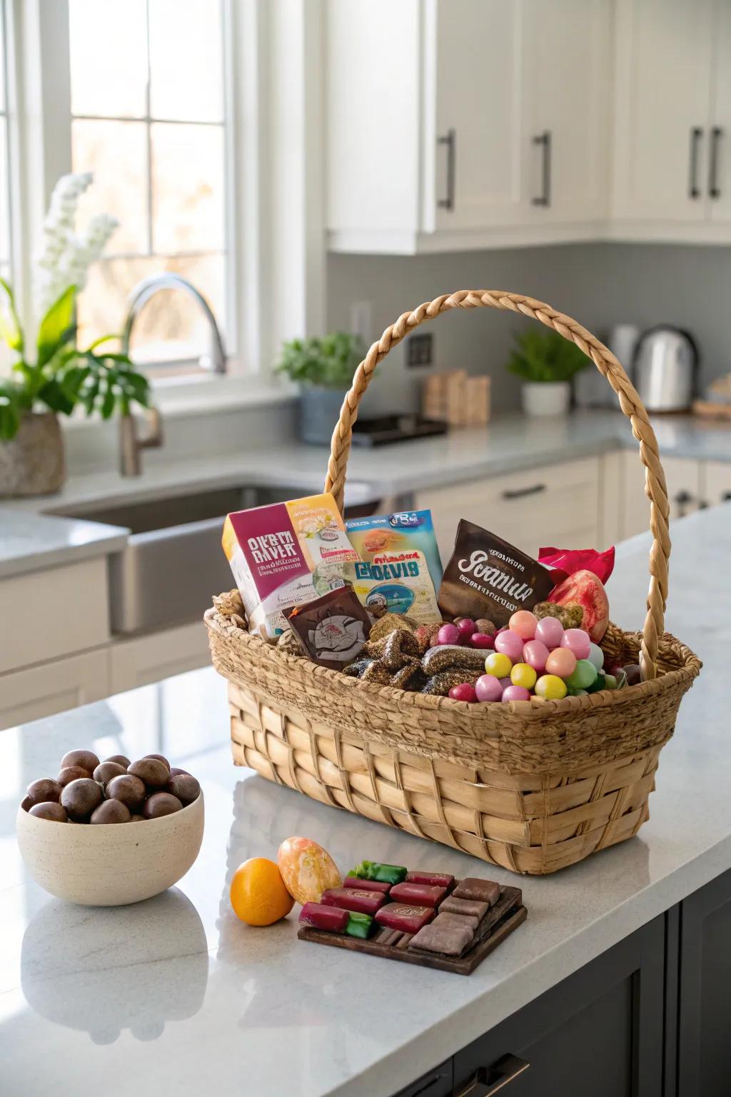 Delight your teen's palate with a basket brimming with gourmet delights.