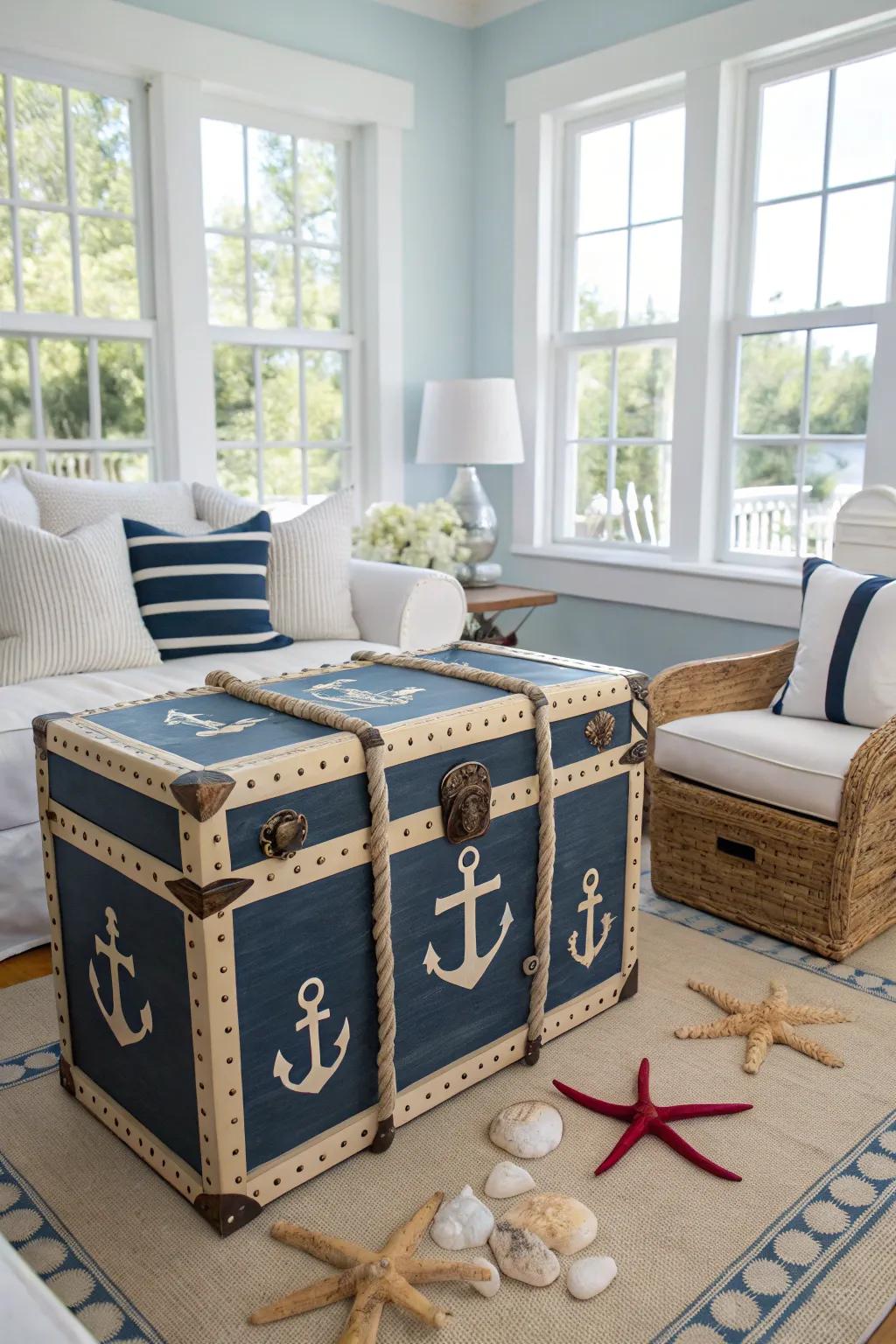 Maritime elements usher the seaside into your parlor.