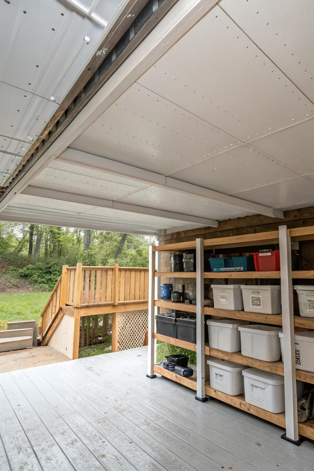 A durable overhead cover guarantees your stored objects stay secure and dry.