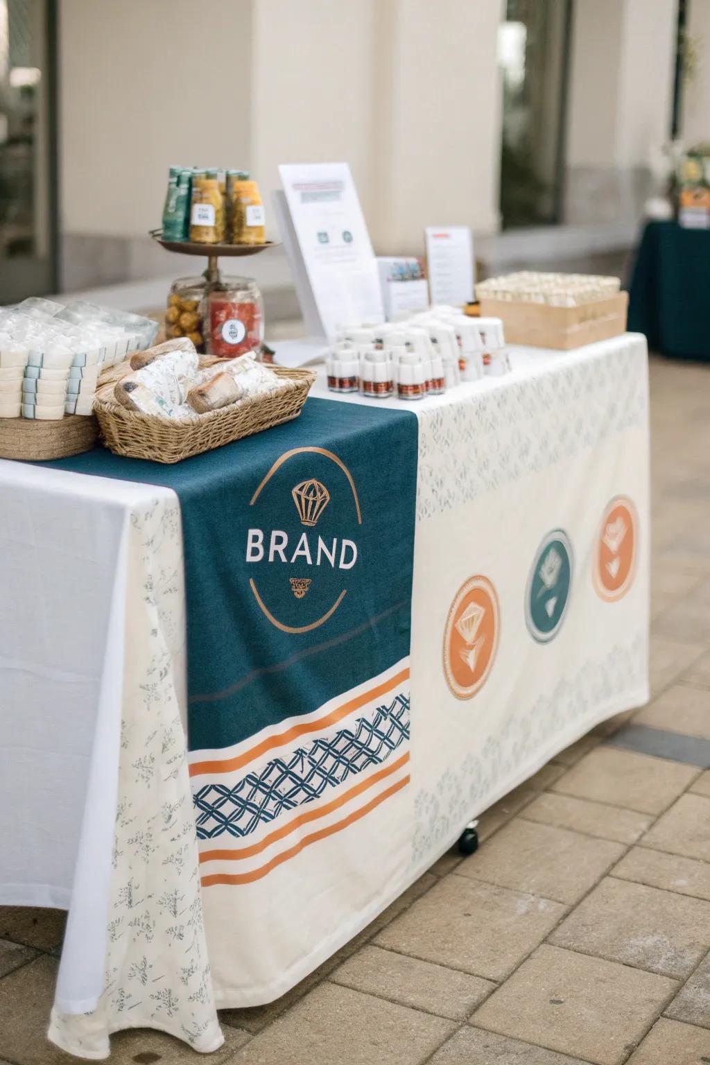 Using a themed textile enhances your brand's identity and draws attention.
