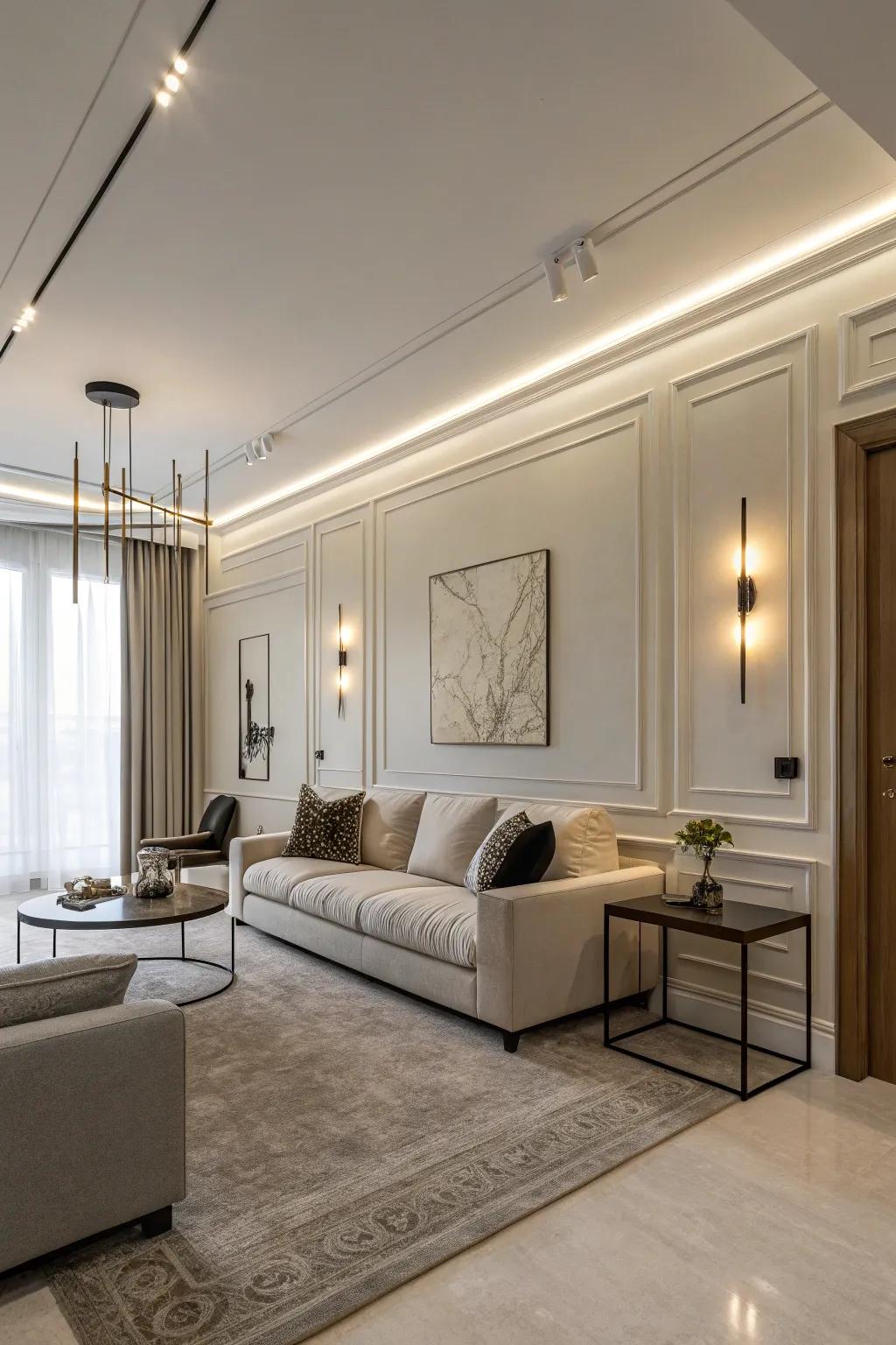 Accomplish refinement through minimalist wall lights.