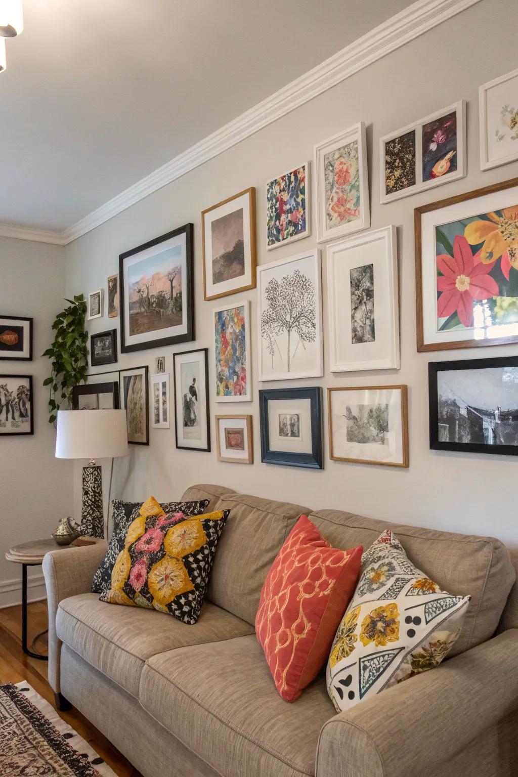 A carefully assembled curated wall display offers insights into your personal story.