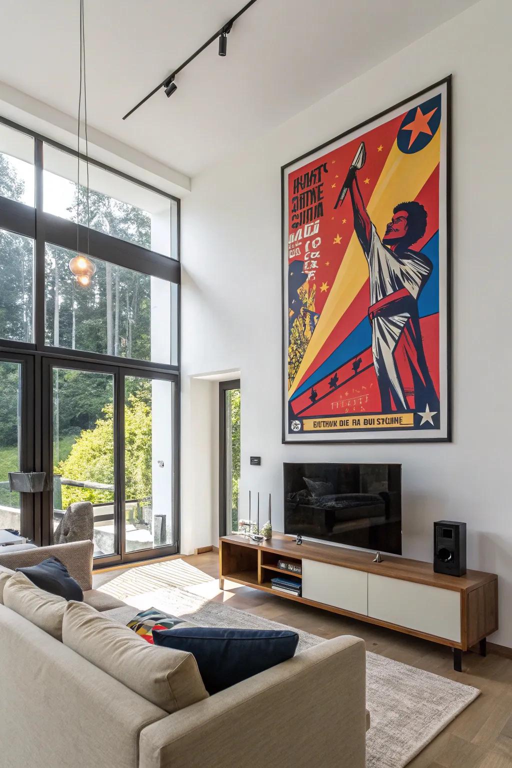 An audacious abstract art inclusion that injects vitality into the surrounding space.