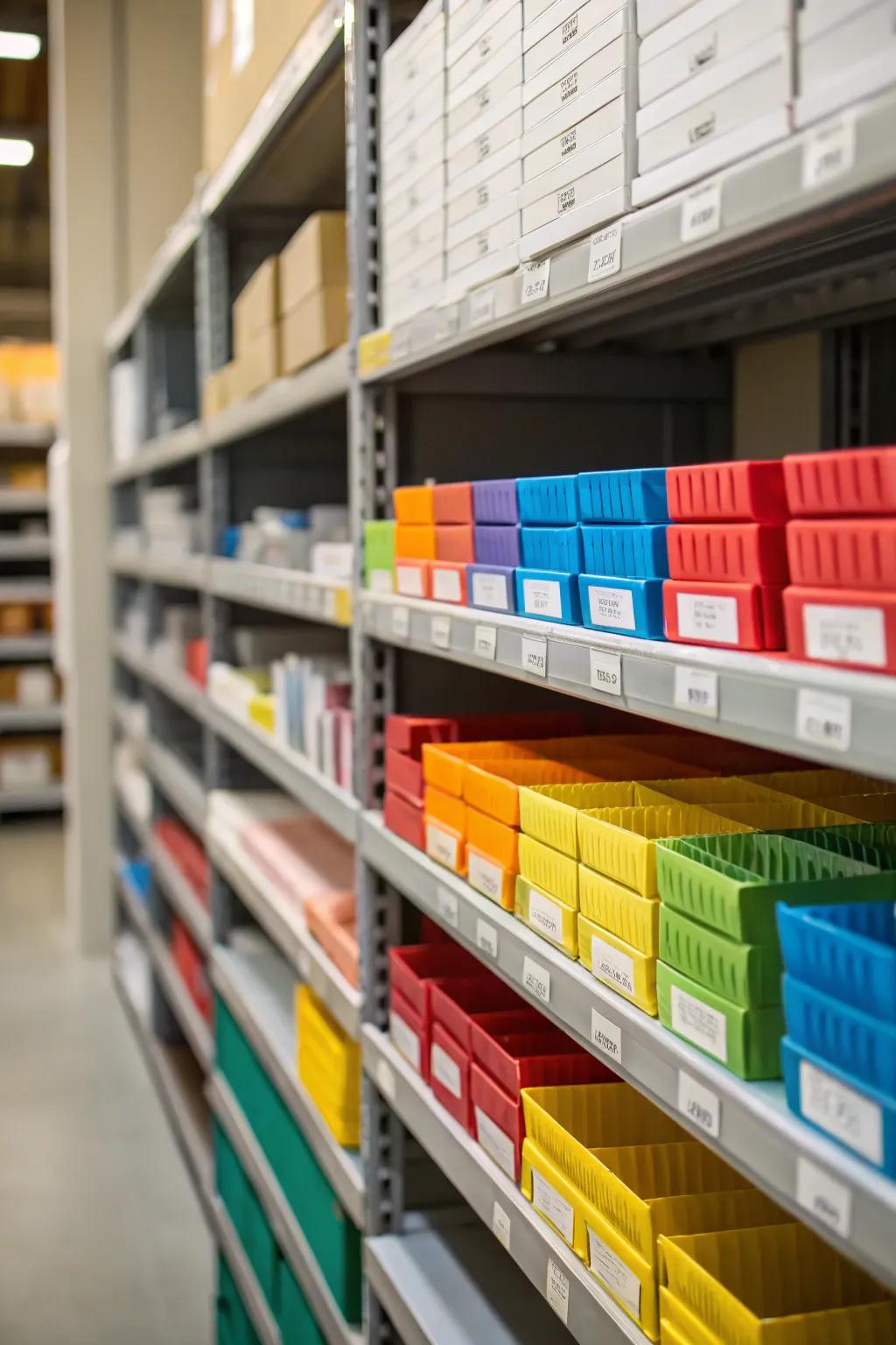 Chromatic identification markedly eases prompt retrieval of items.