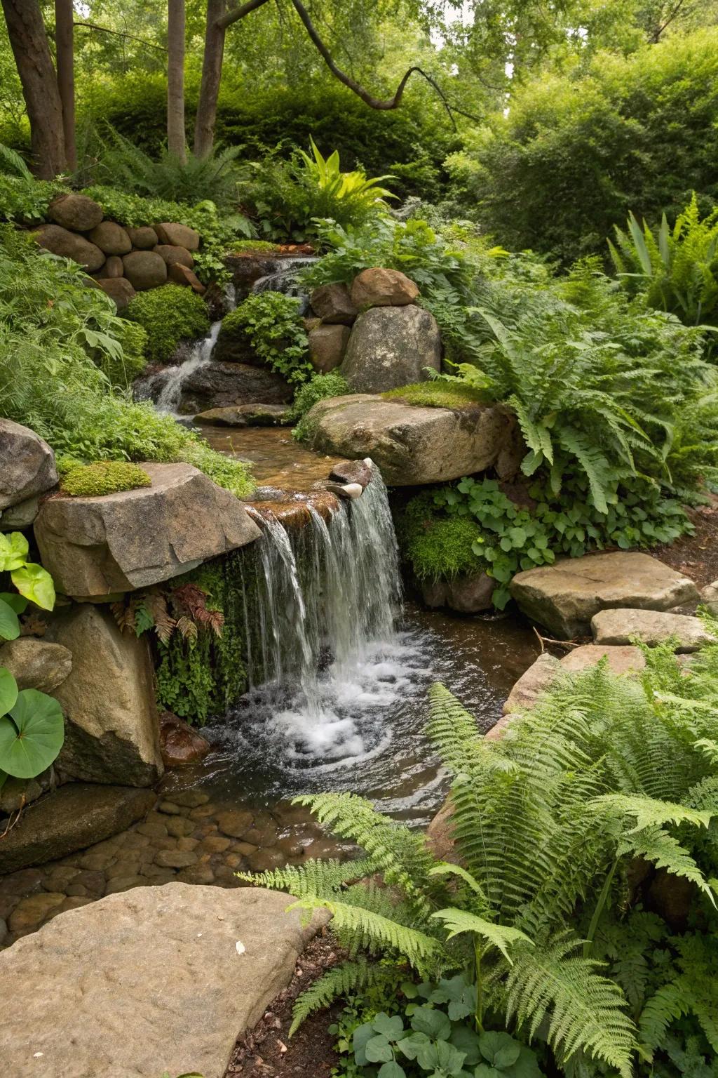 Achieve peace with the delicate sounds of a small cascade.
