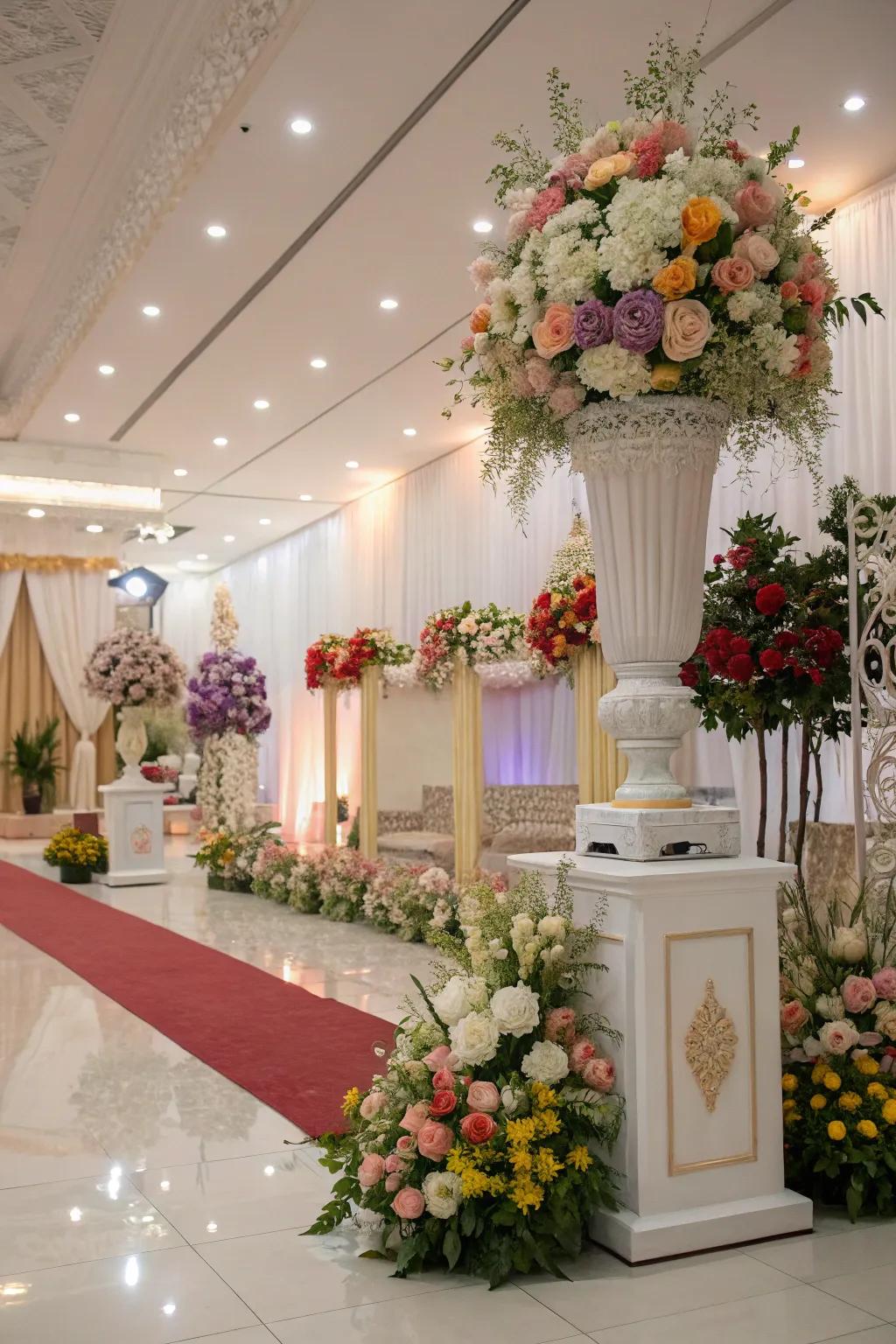 Botanical compositions infuse any wedding hall with freshness and vibrancy.