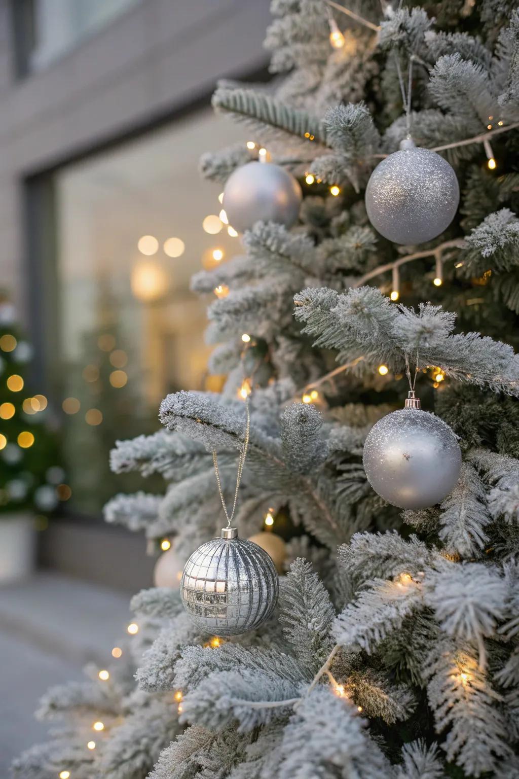 Infuse your dwelling with the enchantment of a winter wonderland courtesy of a frosted Christmas tree.